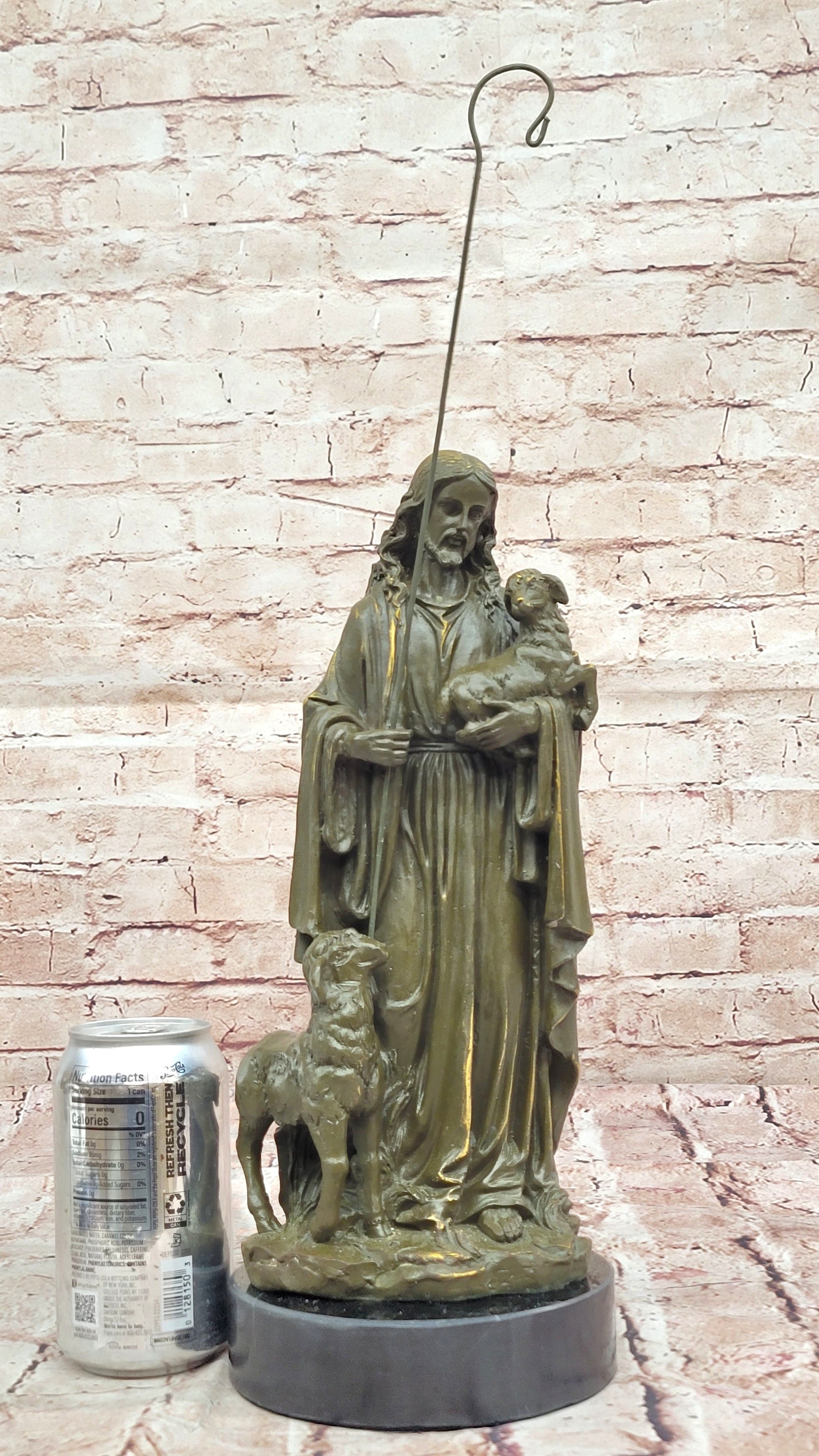 Christian Jesus Holding Lamb Bronze Statue – Home Church Decoration Figurine