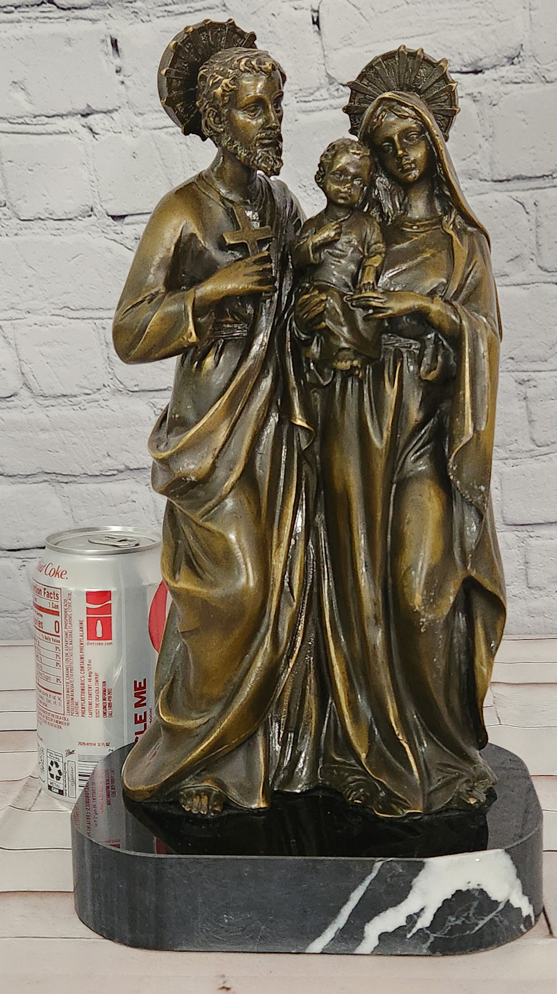 Valli Bronze Saint Joseph Mary Jesus Sculpture Holy Family Collectible Religious Art
