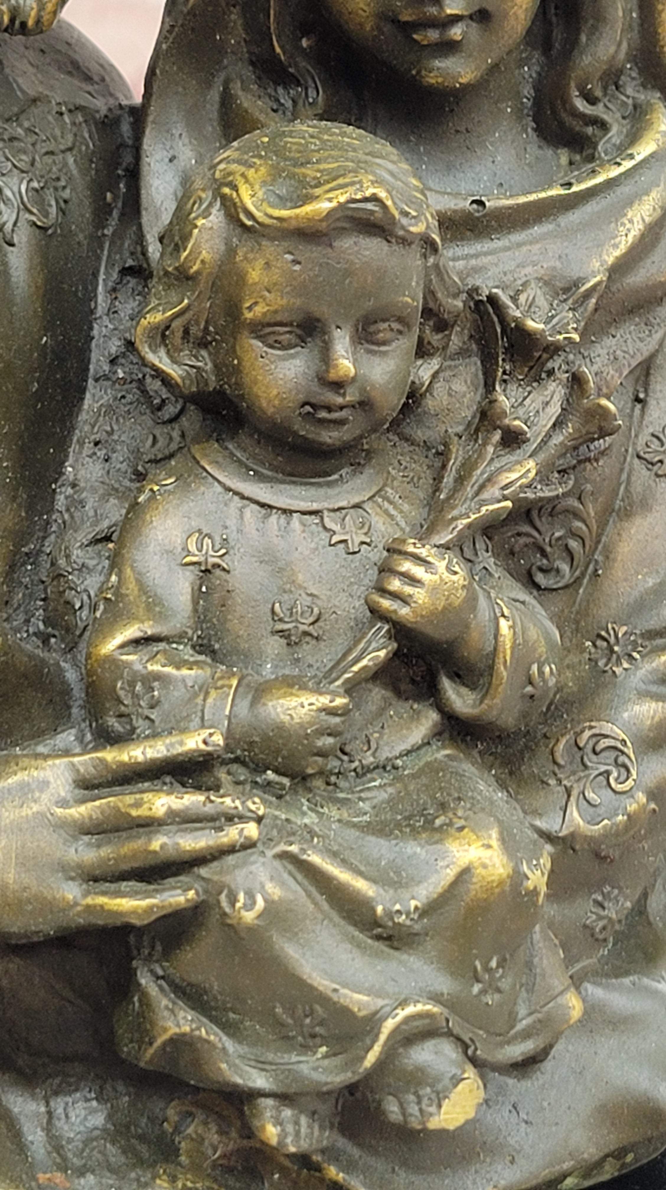 Collectible Bronze Sculpture Holy Family Statue Signed Valli Catholic Christian Art