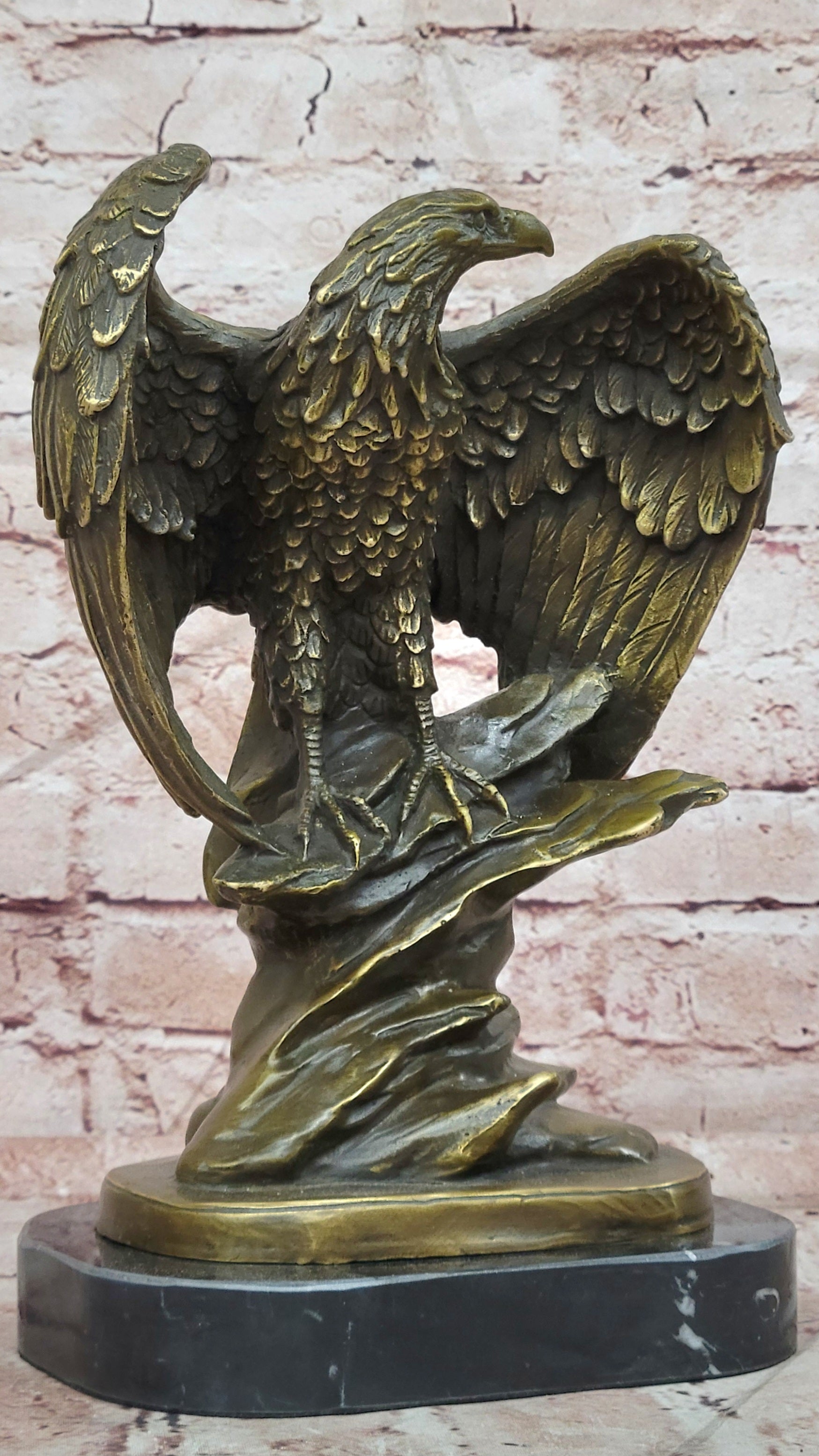 Bronze American Eagle Sculpture Freedom Bird Statue Signed Moigniez Collectible