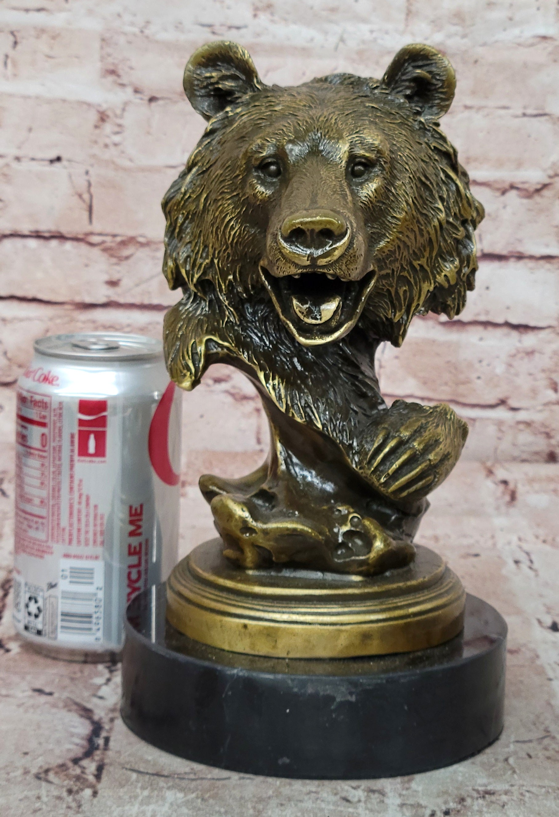 Milo Bronze Roaring Bear Statue Wildlife Bust Figurine Fine Art Collectible Gift