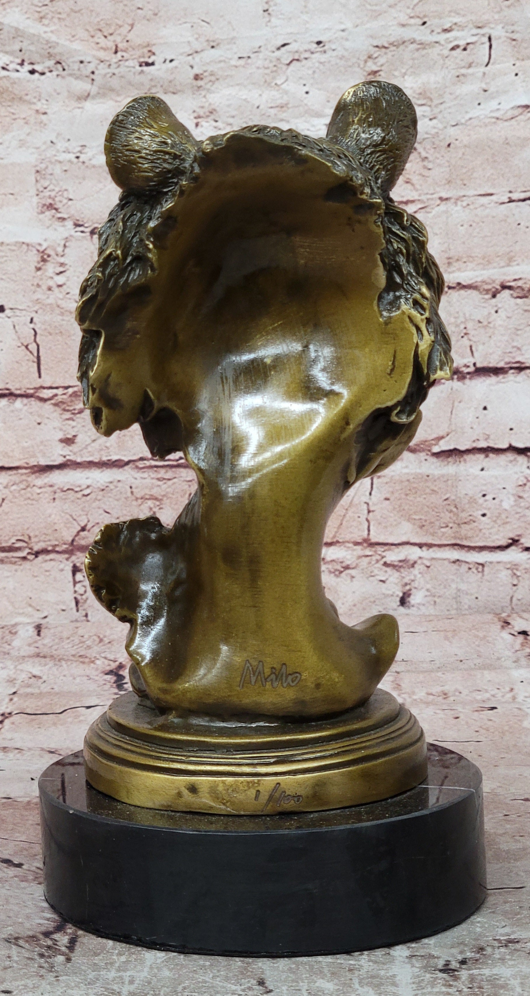 Milo Bronze Roaring Bear Statue Wildlife Bust Figurine Fine Art Collectible Gift