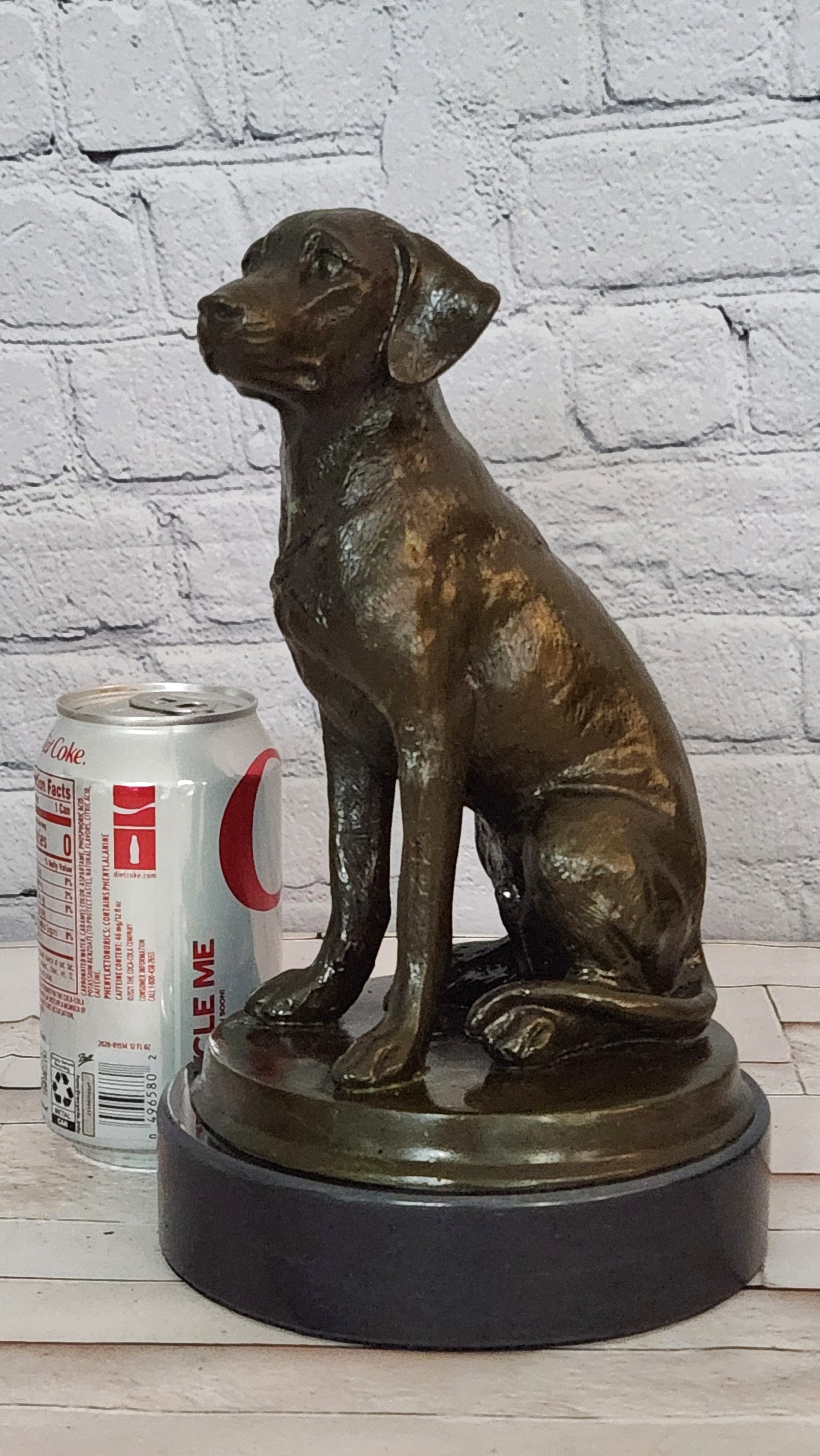 Hand Cast Bronze Labrador Dog Statue Signed Miguel Lopez Fine Art Animal Sculpture