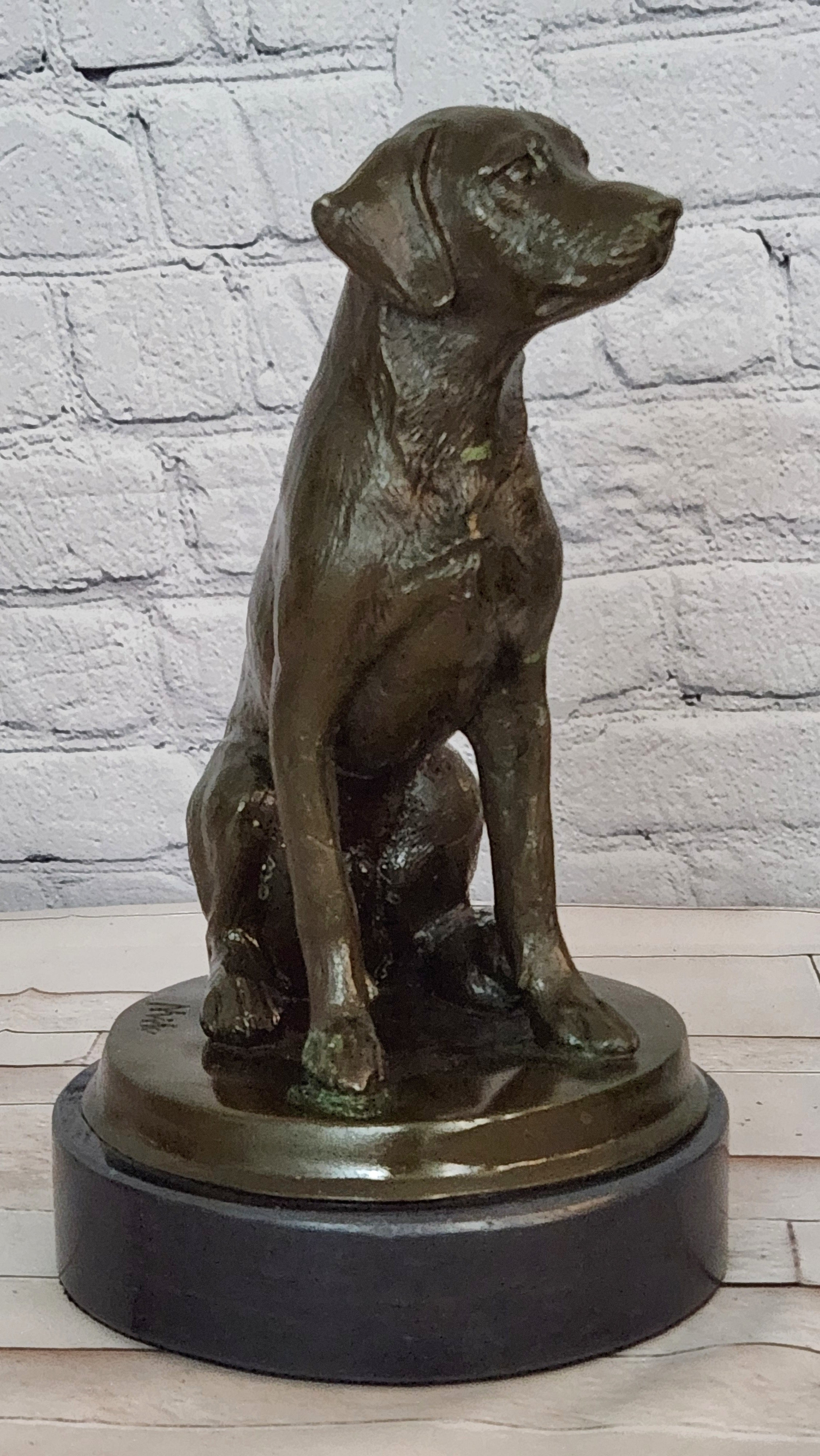Hand Cast Bronze Labrador Dog Statue Signed Miguel Lopez Fine Art Animal Sculpture