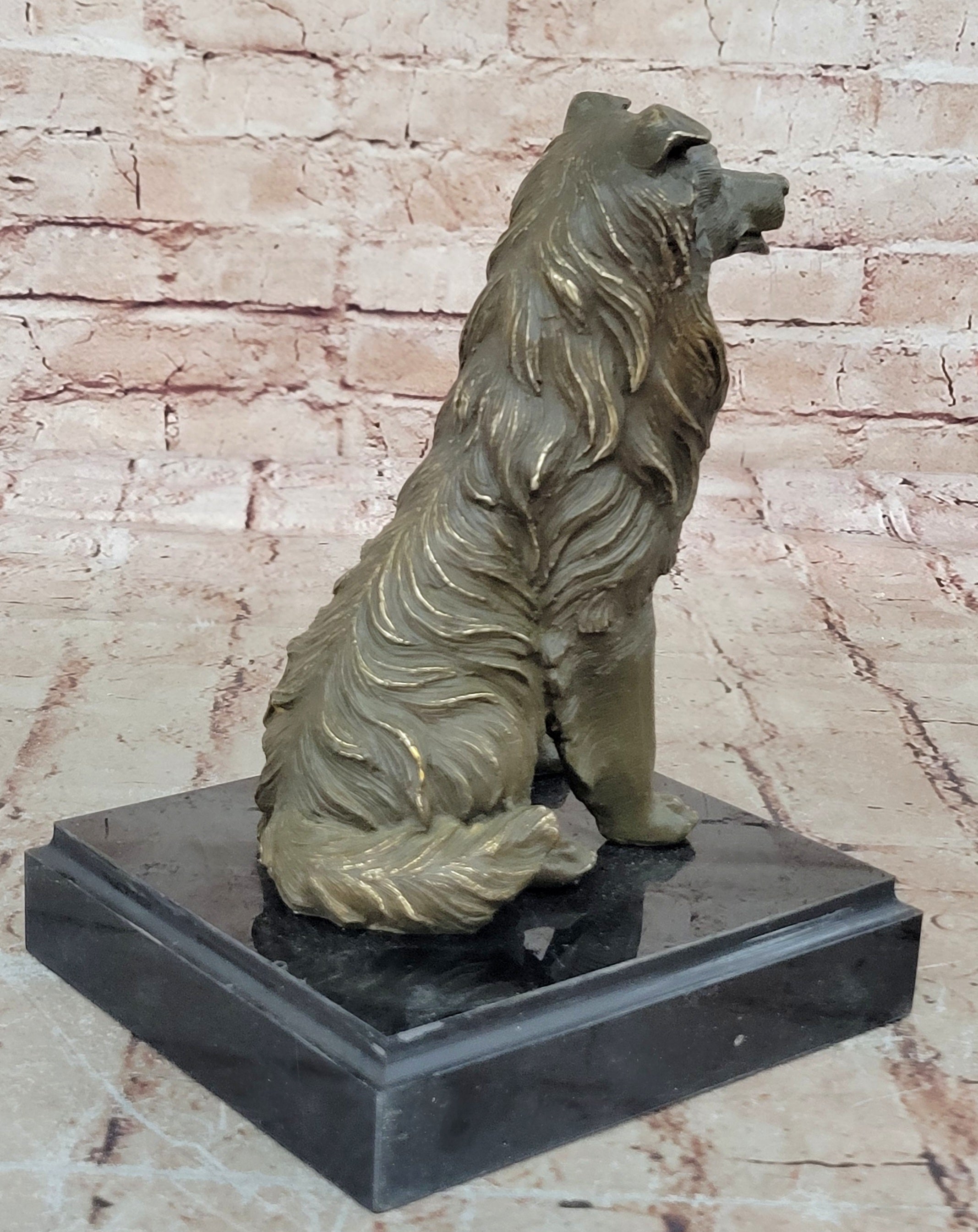 Original Signed Milo Bronze Sculpture Statue Loyal Collie Dog Collectible Pet Figurine