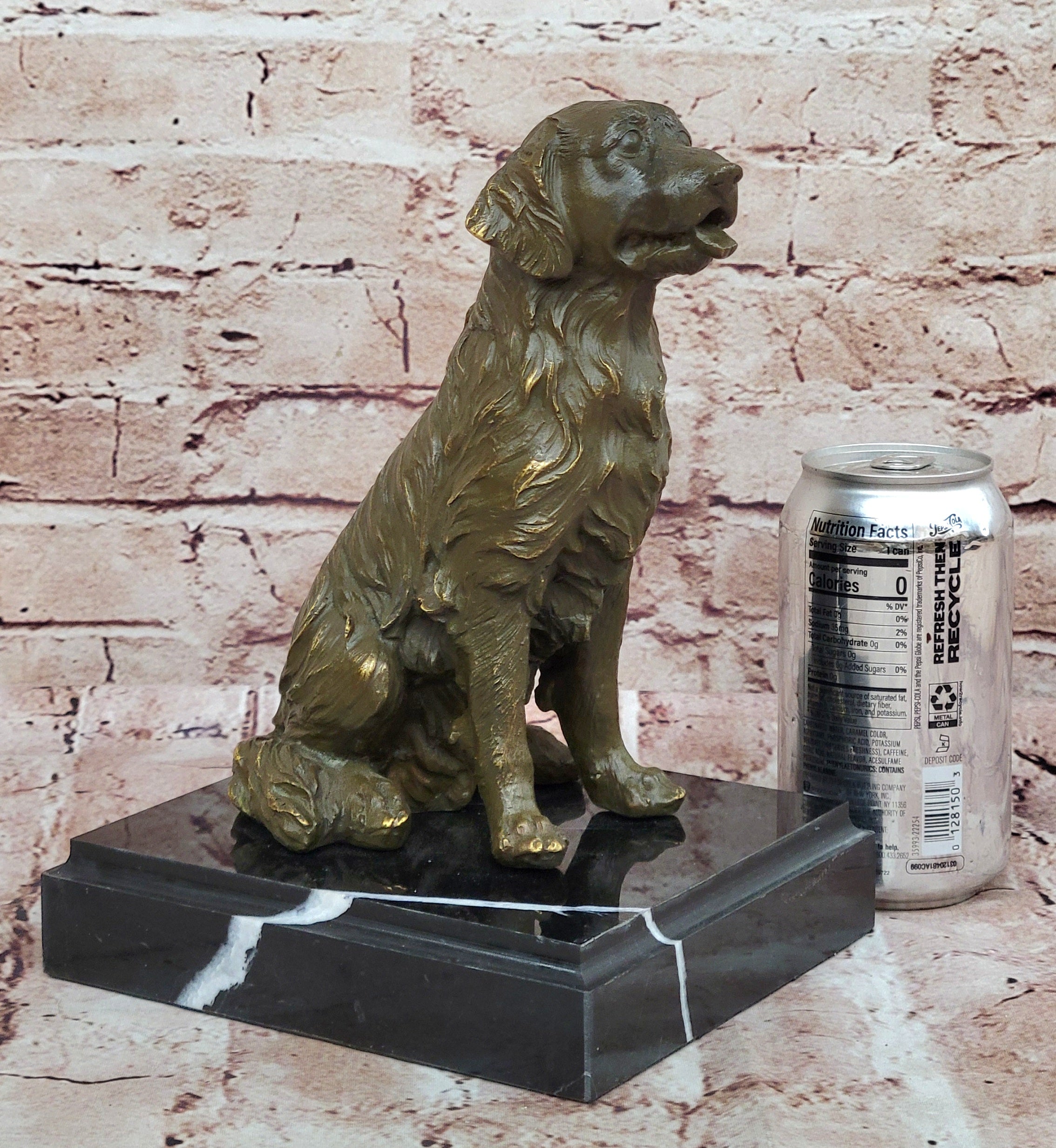 Museum Quality Bronze Dog Statue Golden Retriever Signed M. Lopez Animal Lover Sculpture
