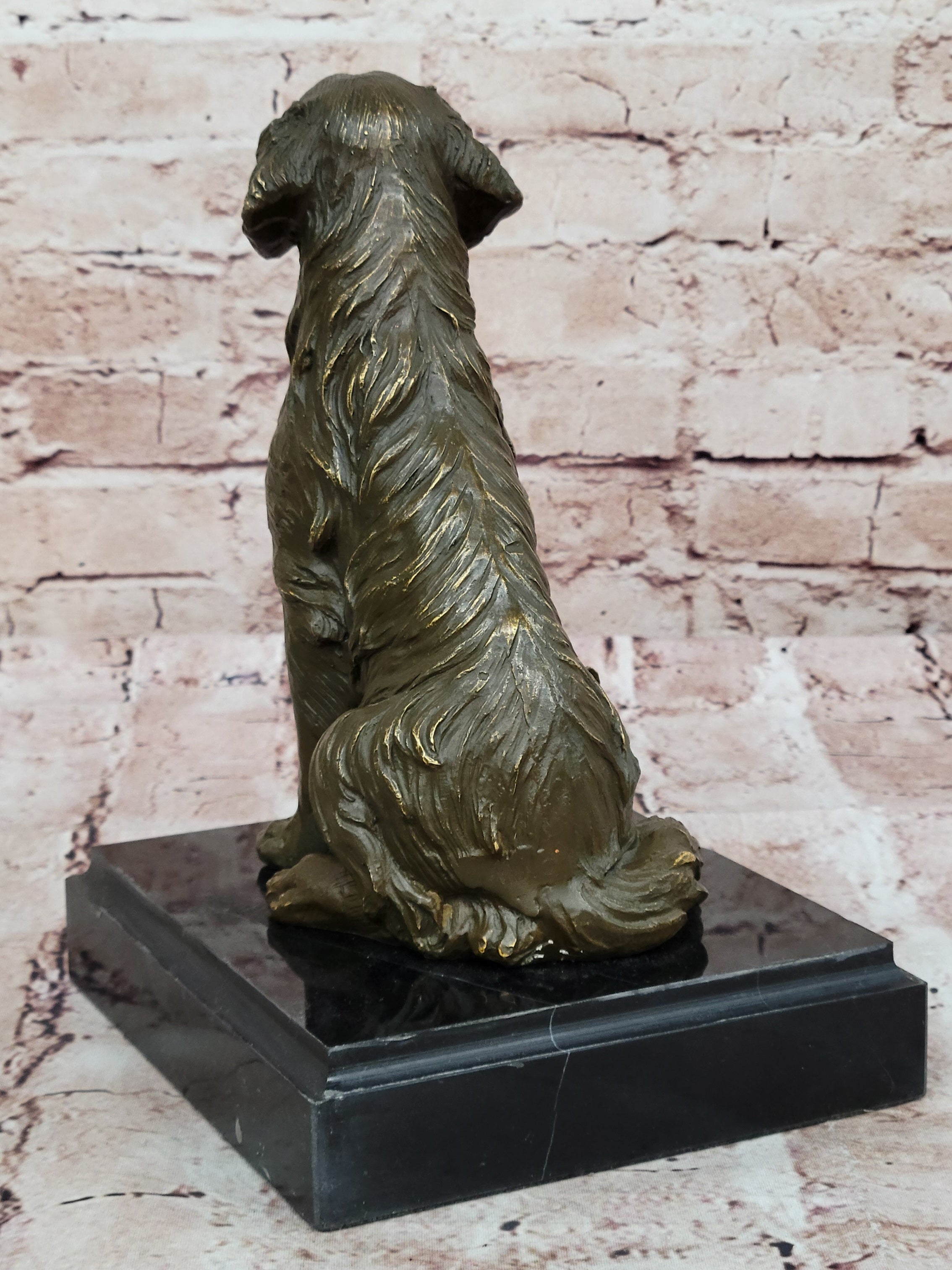 Museum Quality Bronze Dog Statue Golden Retriever Signed M. Lopez Animal Lover Sculpture