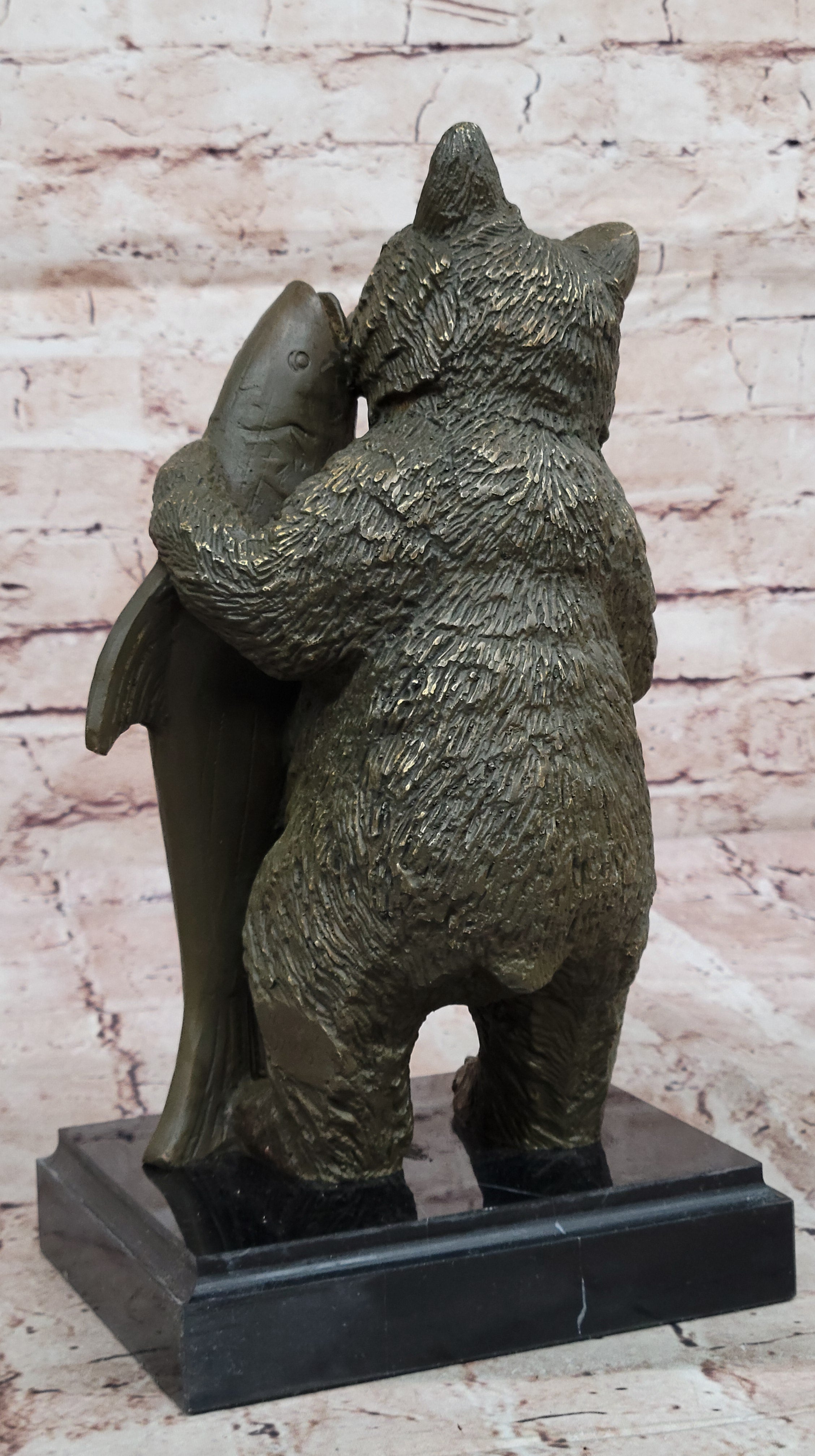 Garden Bronze Sculpture Statue of Bear with Welcome Sign by M Lopez Home Wildlife Figurine Art