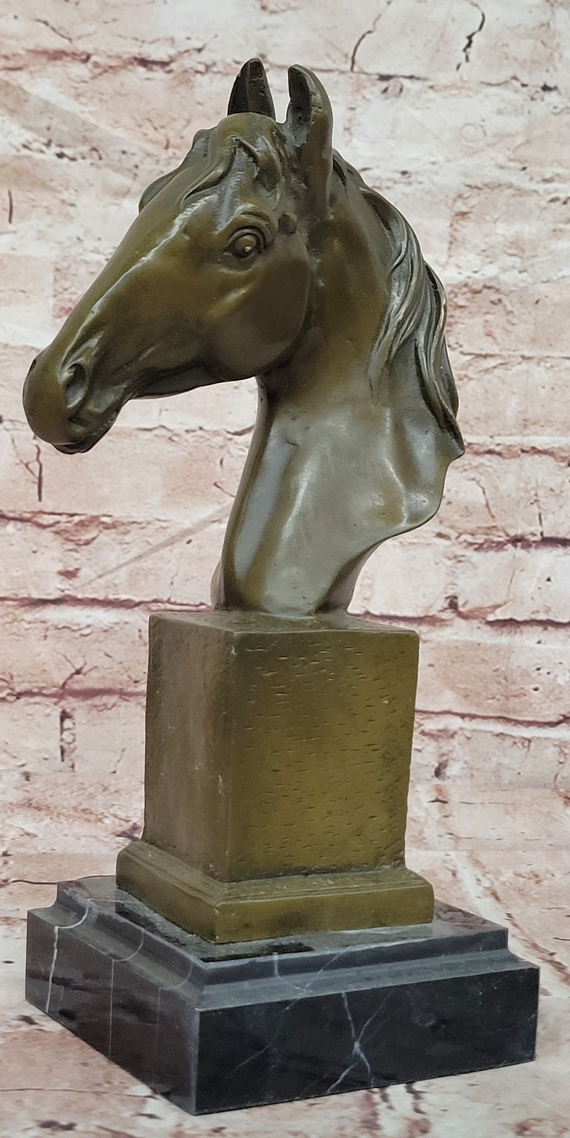 Barye Bronze Horse Head Figurine Racehorse Bust Sculpture Fine Art Collectible