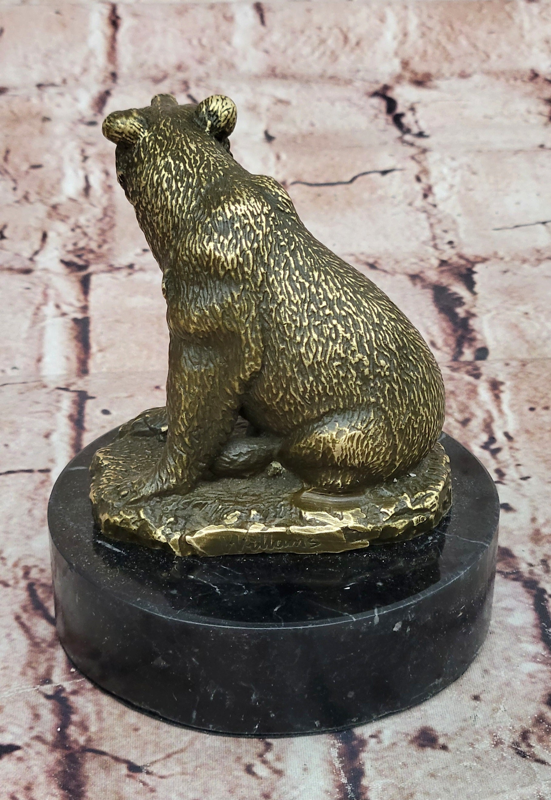 Bronze Wildlife Bear Sculpture Signed William Animal Lover Collectible Decor