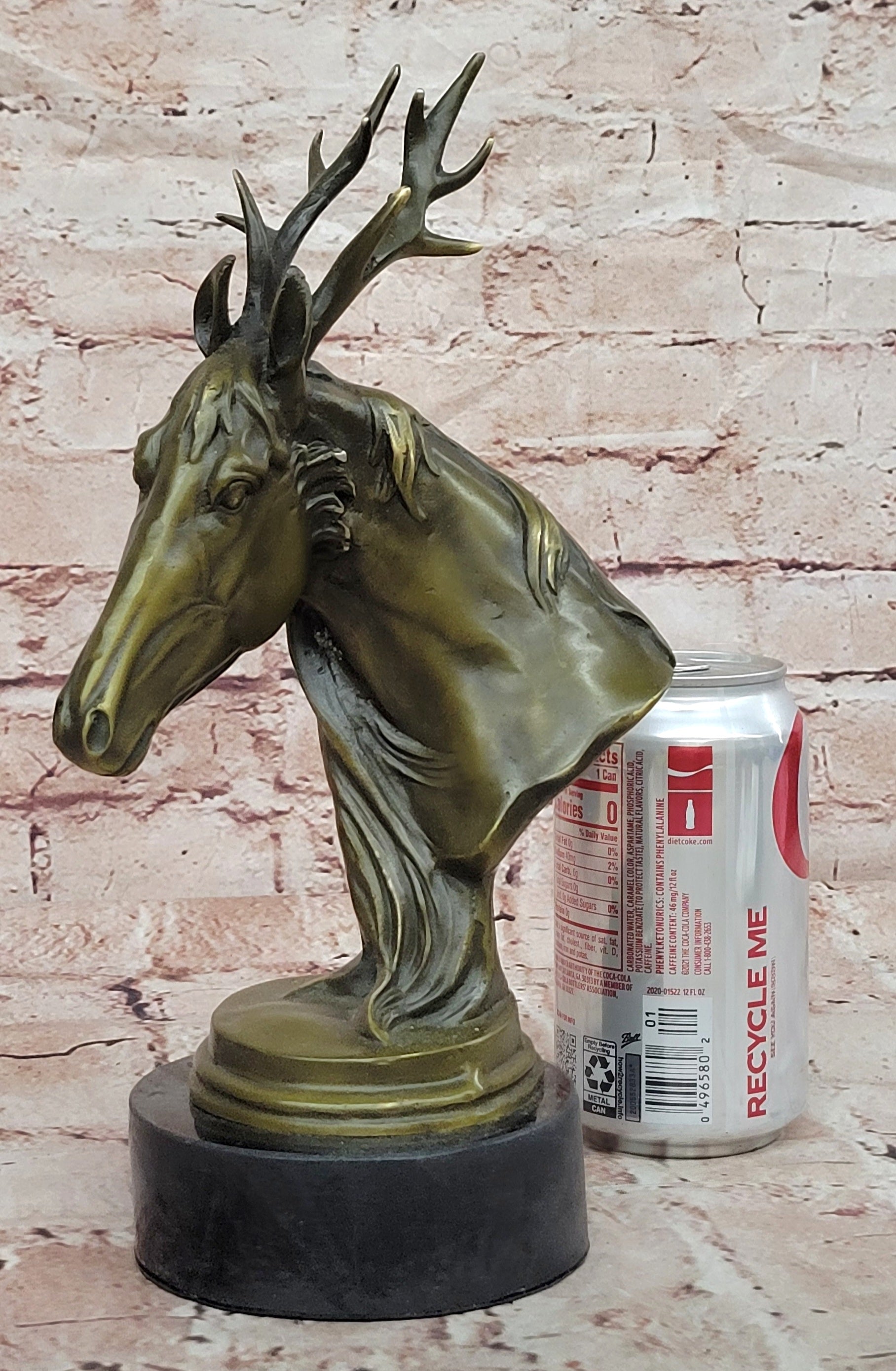 Bronze Mythical Stag Horse Sculpture Signed M Lopez Fantasy Creature Art