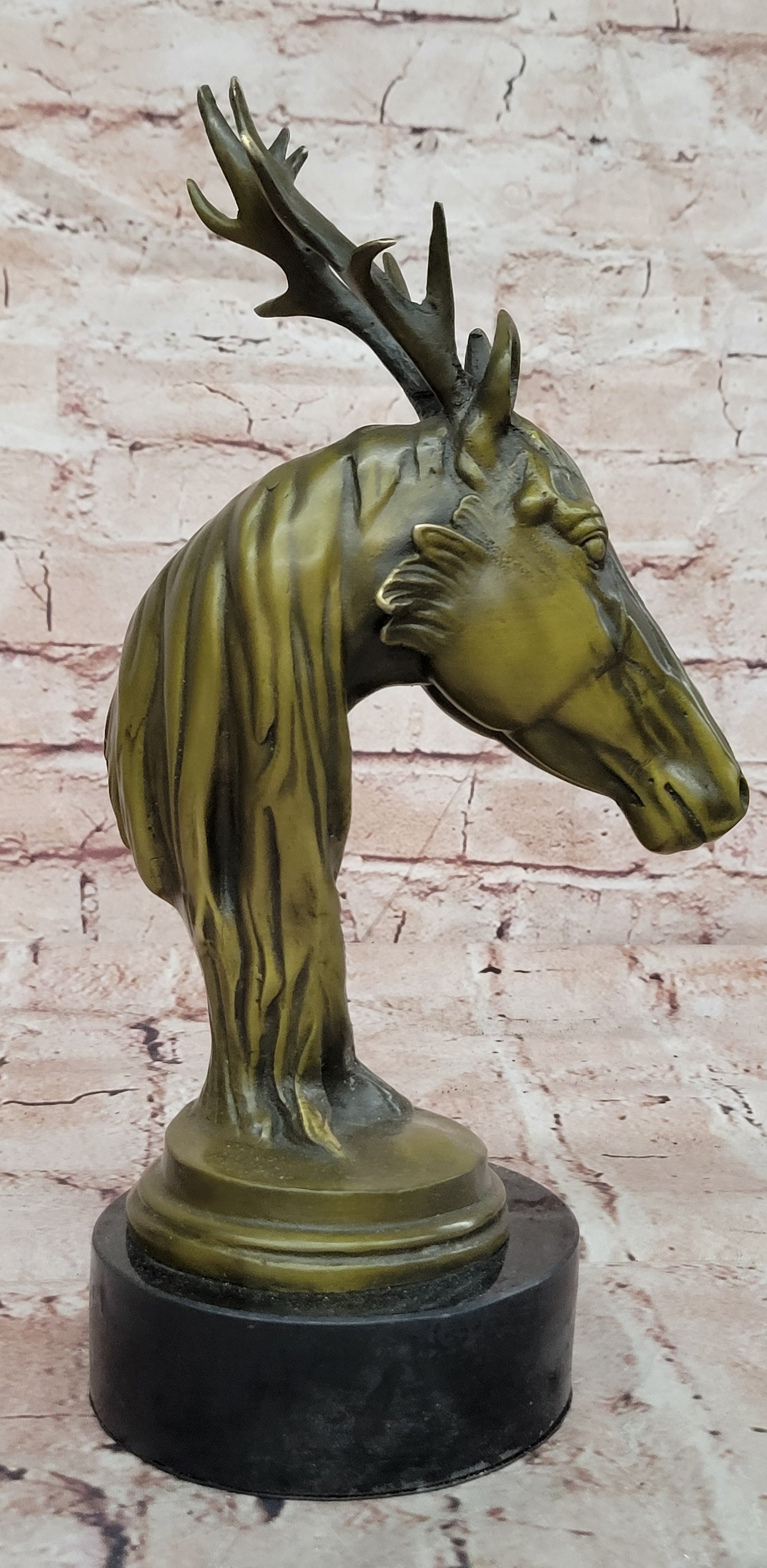 Bronze Mythical Stag Horse Sculpture Signed M Lopez Fantasy Creature Art