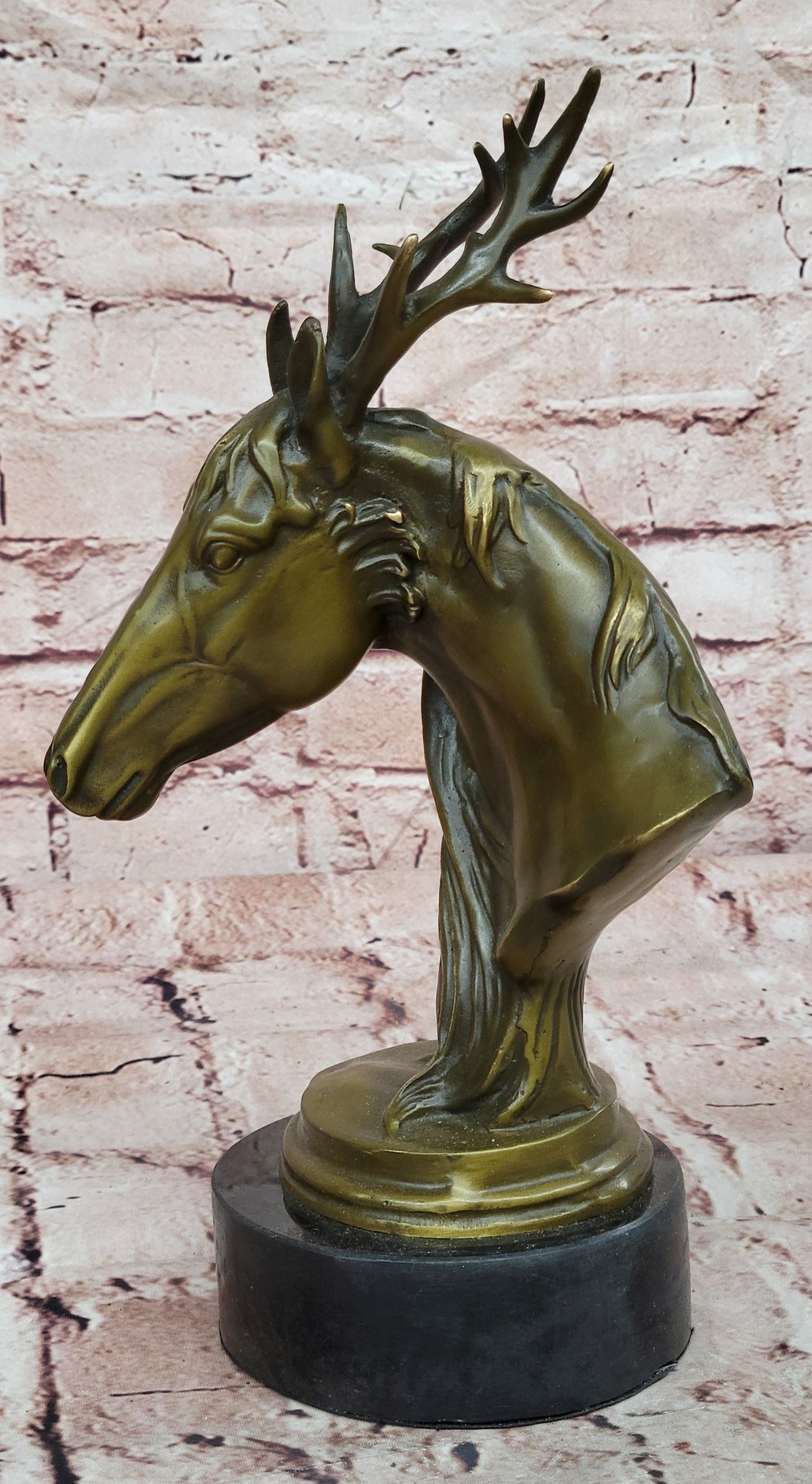 Bronze Mythical Stag Horse Sculpture Signed M Lopez Fantasy Creature Art