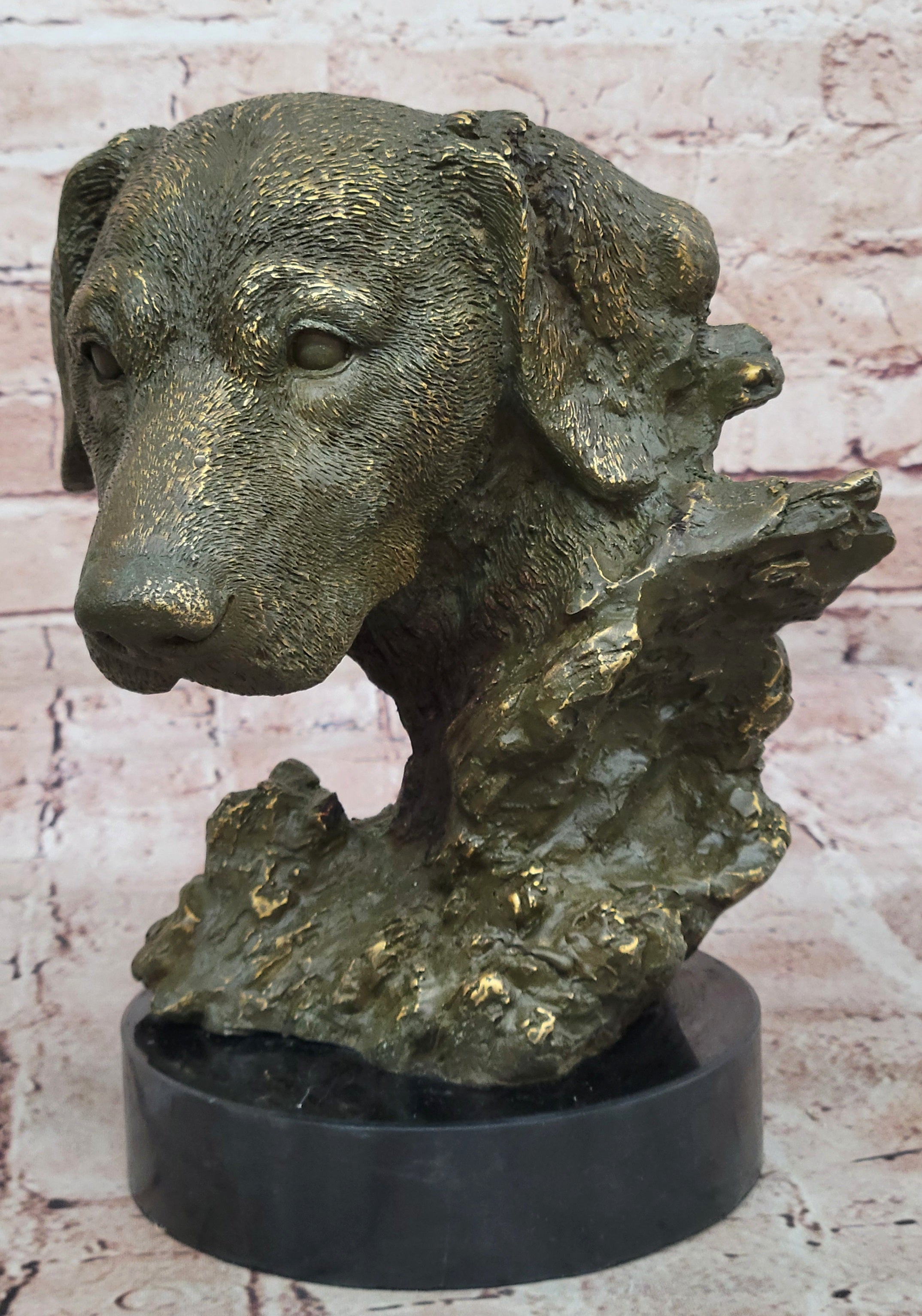 Miguel Lopez Labrador Dog Bust Bronze Statue Animal Sculpture for Home or Office Decor