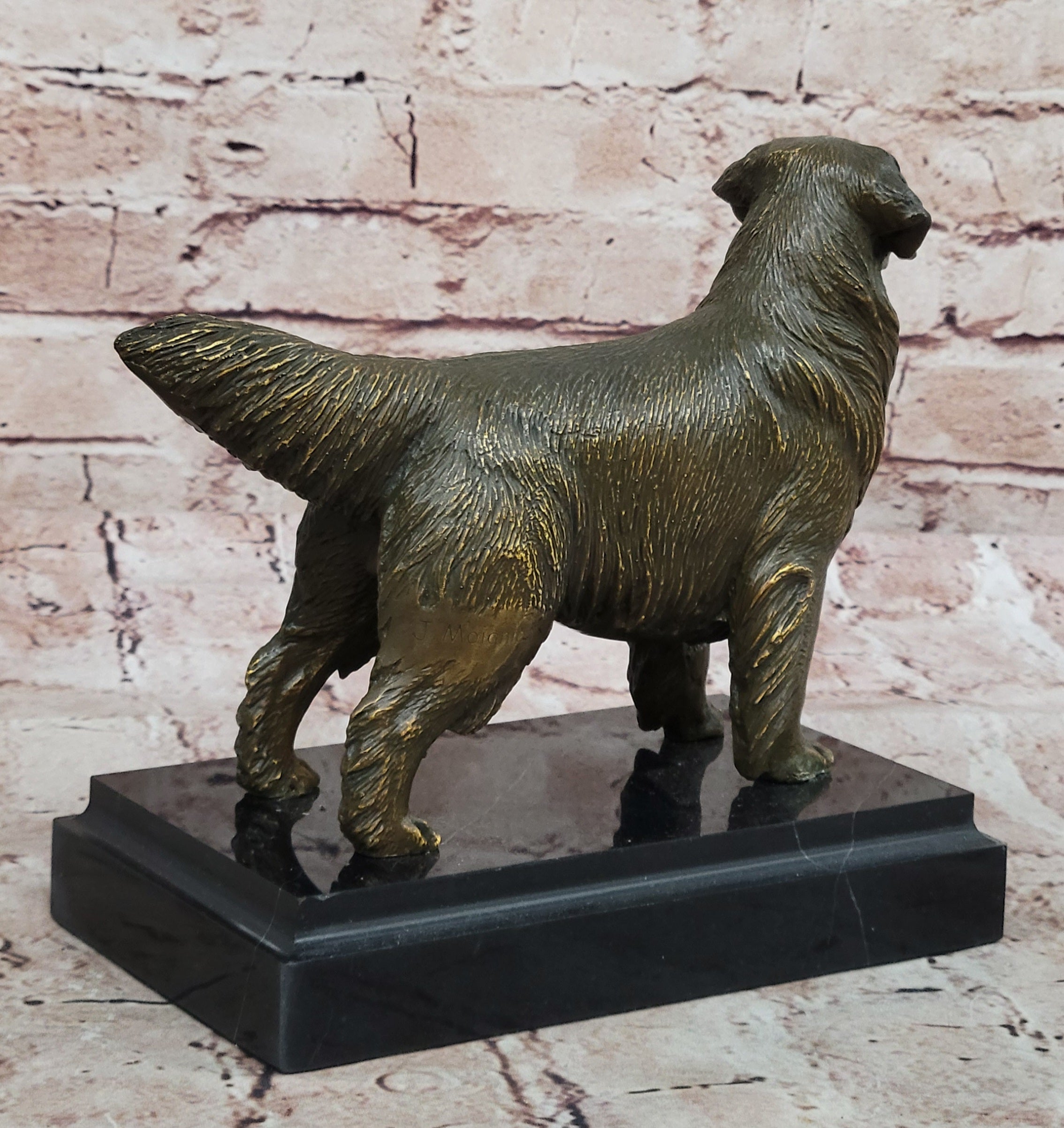 Real Bronze Golden Retriever Statue by Mogniez Sculpture Pet Lover Collectible Figurine
