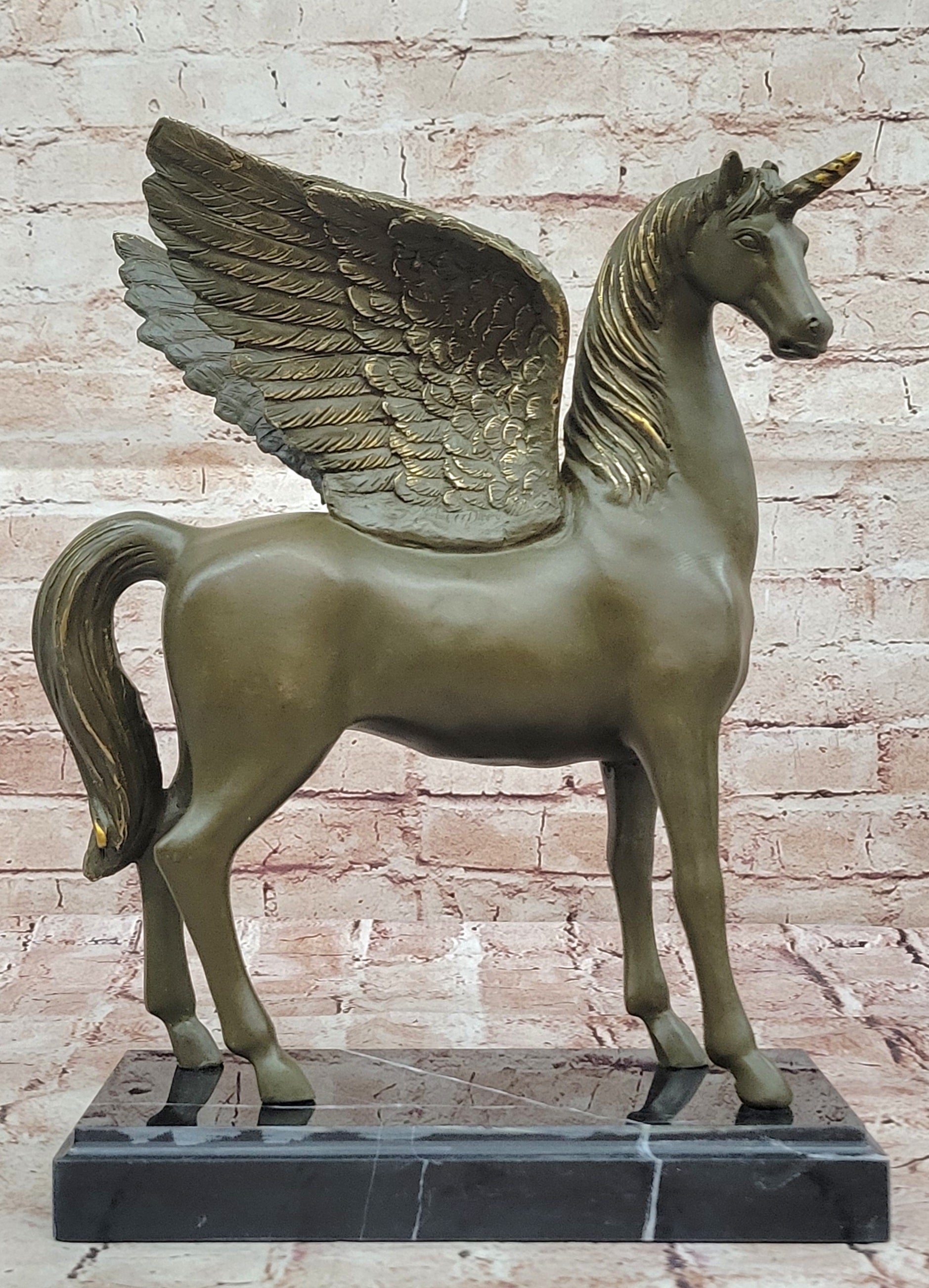 Magical Pegasus Bronze Sculpture – Greek Mythology Winged Horse Statue Home Display