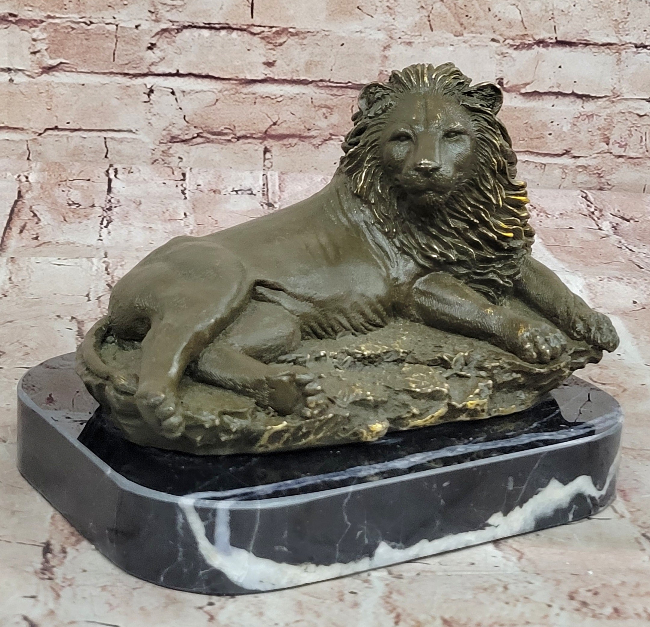 Majestic Lion Bronze Statue by Barye Sculpture Wildlife Home Office Art Collectible