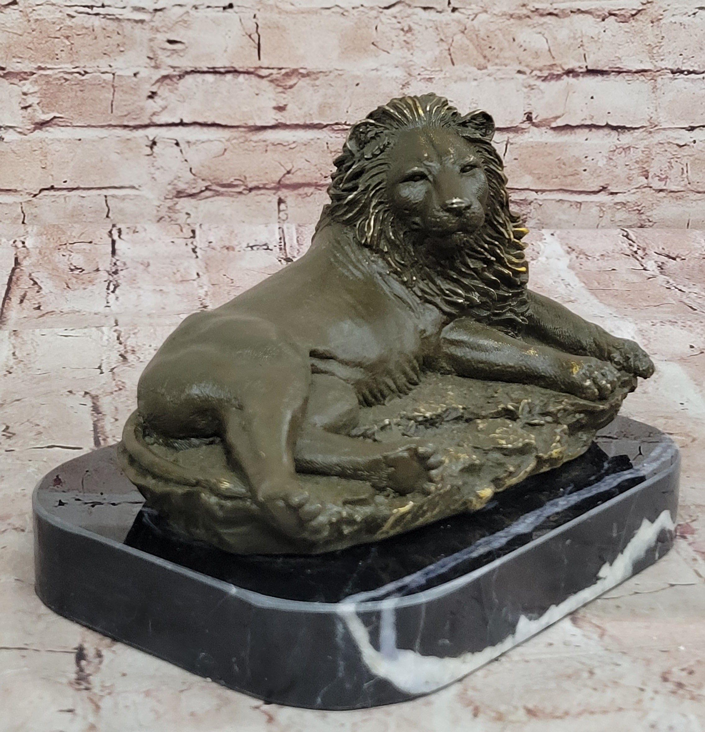 Majestic Lion Bronze Statue by Barye Sculpture Wildlife Home Office Art Collectible