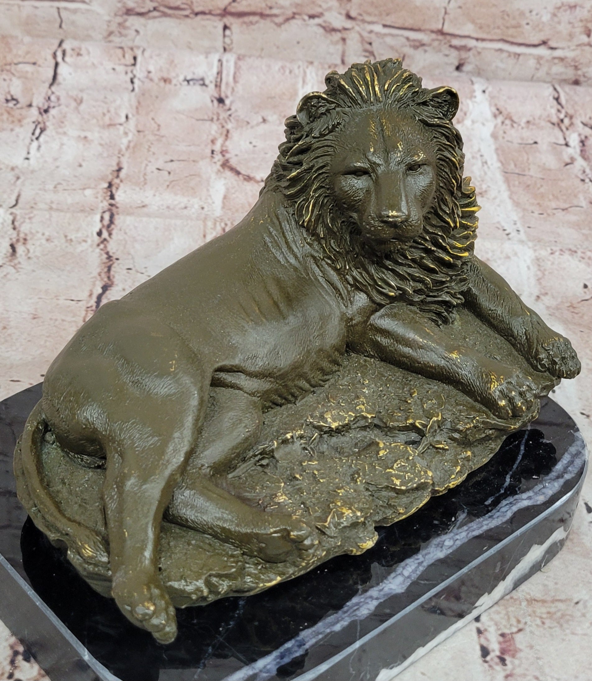 Majestic Lion Bronze Statue by Barye Sculpture Wildlife Home Office Art Collectible