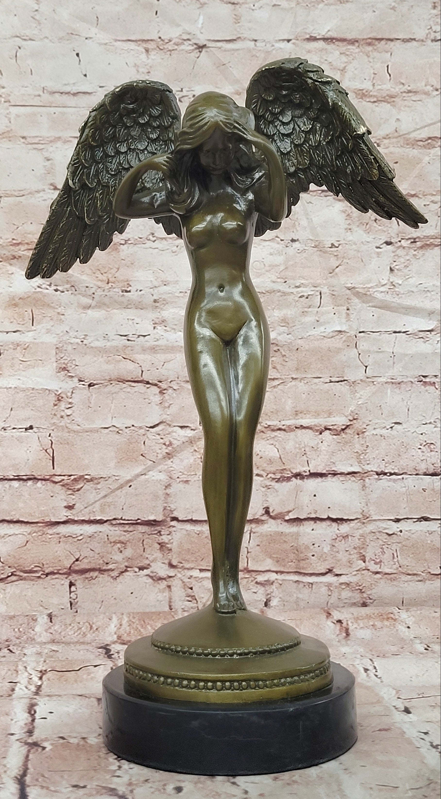 Bronze Custodian Angel Sculpture Signed Weinman Mythological Art Statue Decor