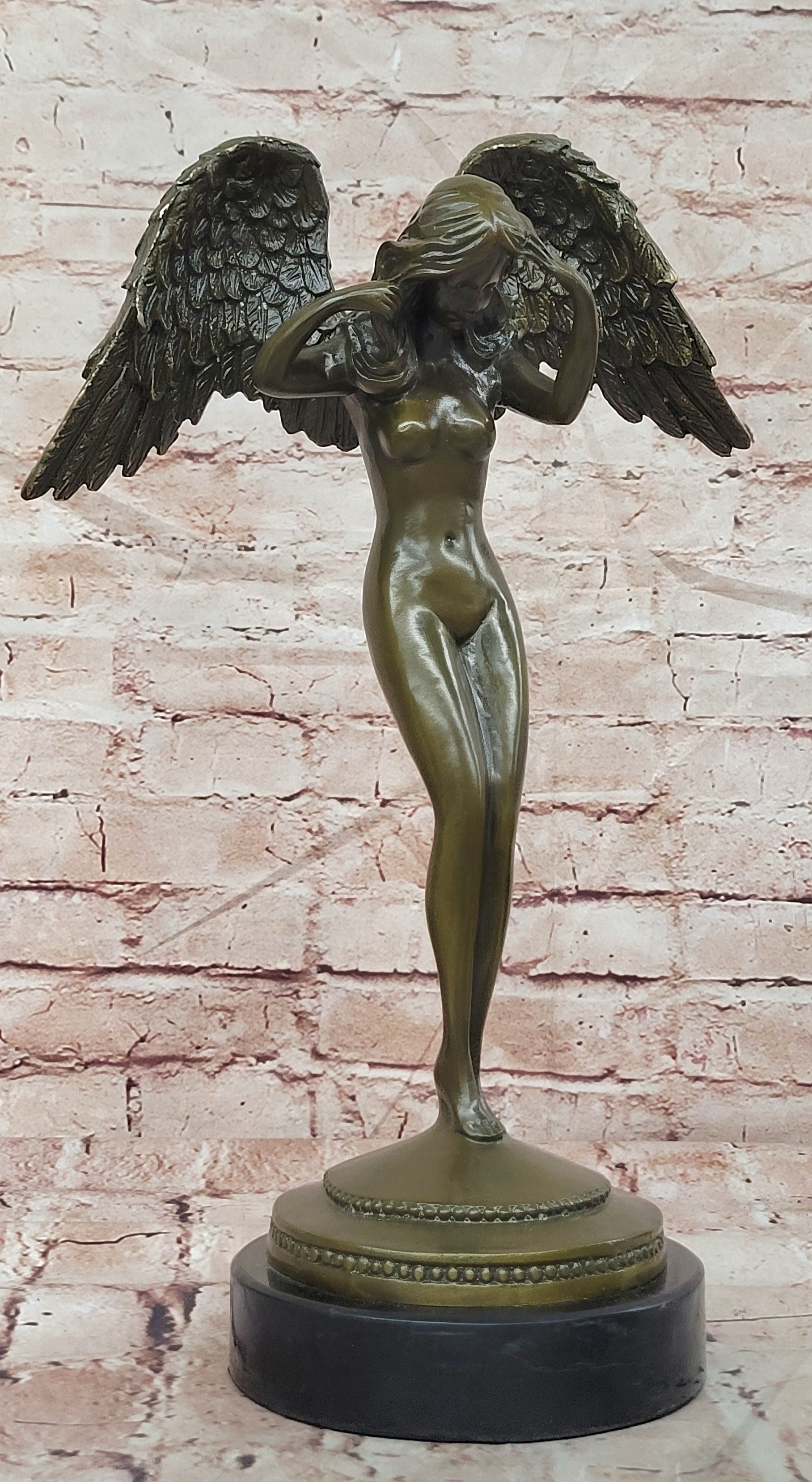 Bronze Custodian Angel Sculpture Signed Weinman Mythological Art Statue Decor