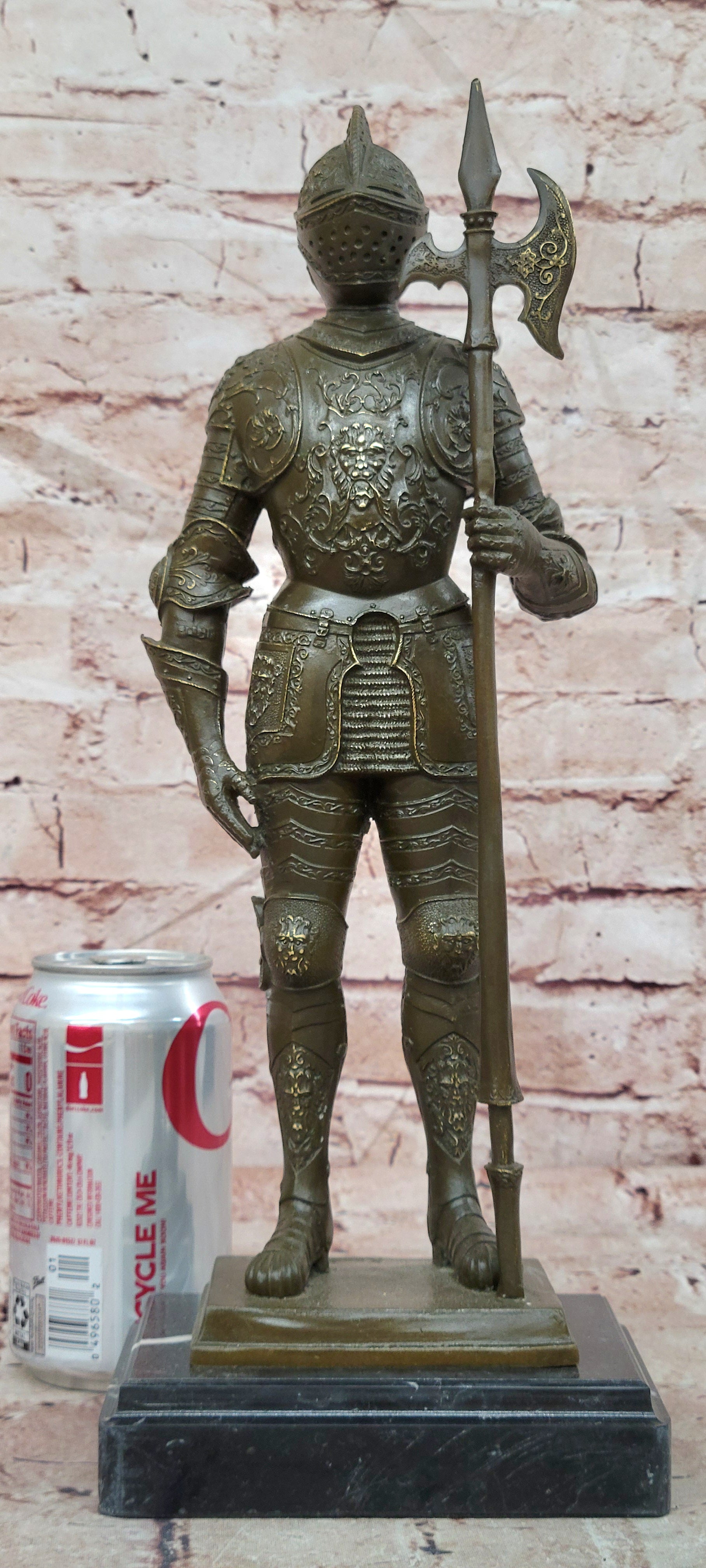 Kamiko Bronze Medieval Warrior Figurine Armored Knight Collectible Artwork