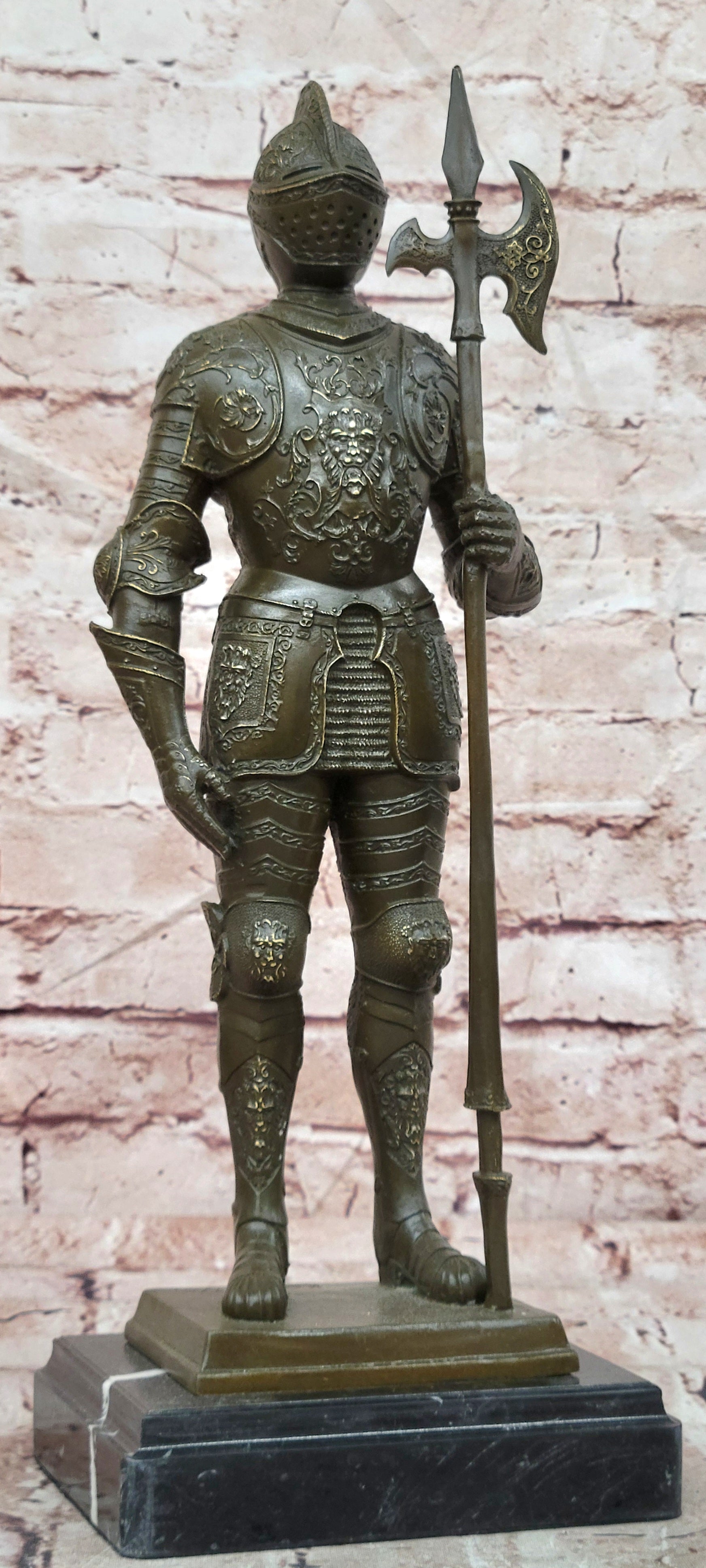 Kamiko Bronze Medieval Warrior Figurine Armored Knight Collectible Artwork