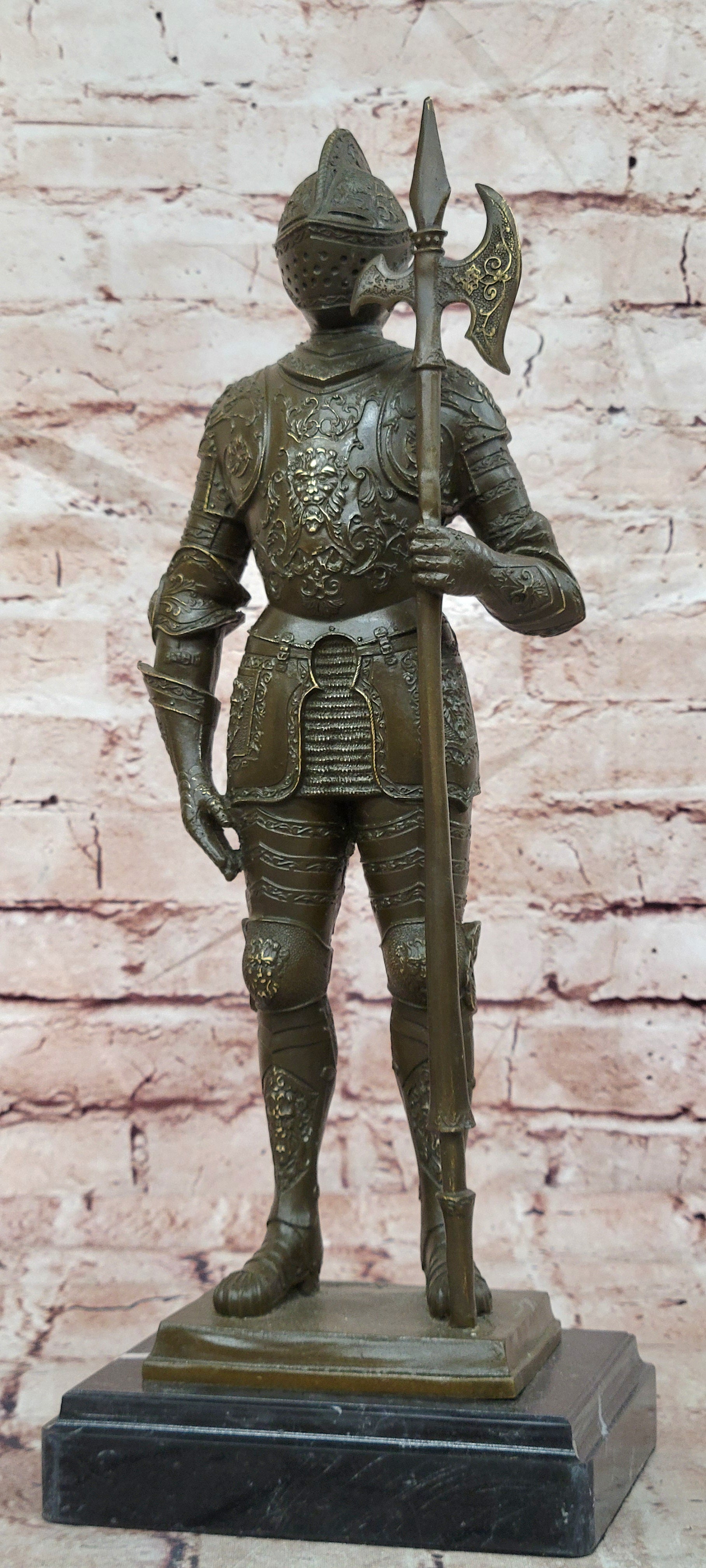 Kamiko Bronze Medieval Warrior Figurine Armored Knight Collectible Artwork