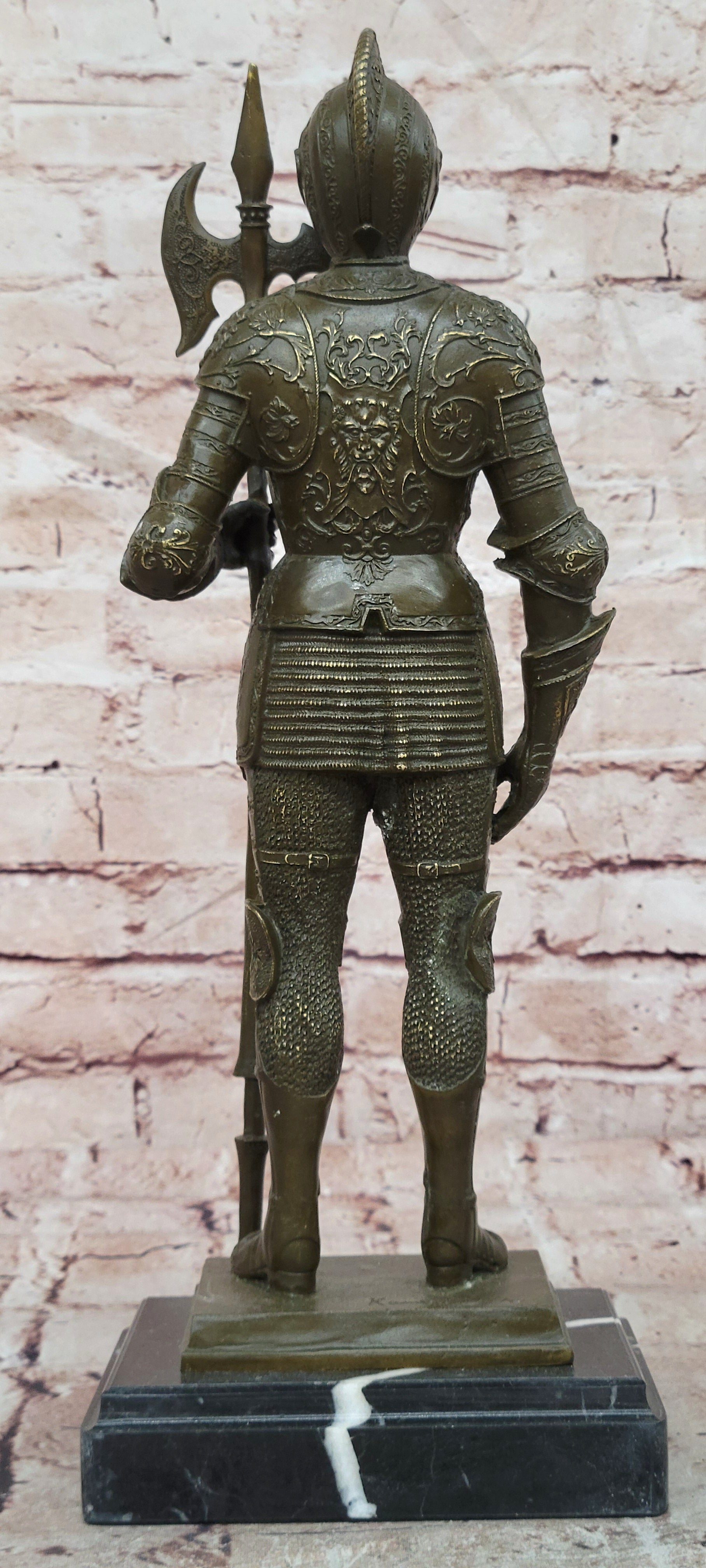 Kamiko Bronze Medieval Warrior Figurine Armored Knight Collectible Artwork