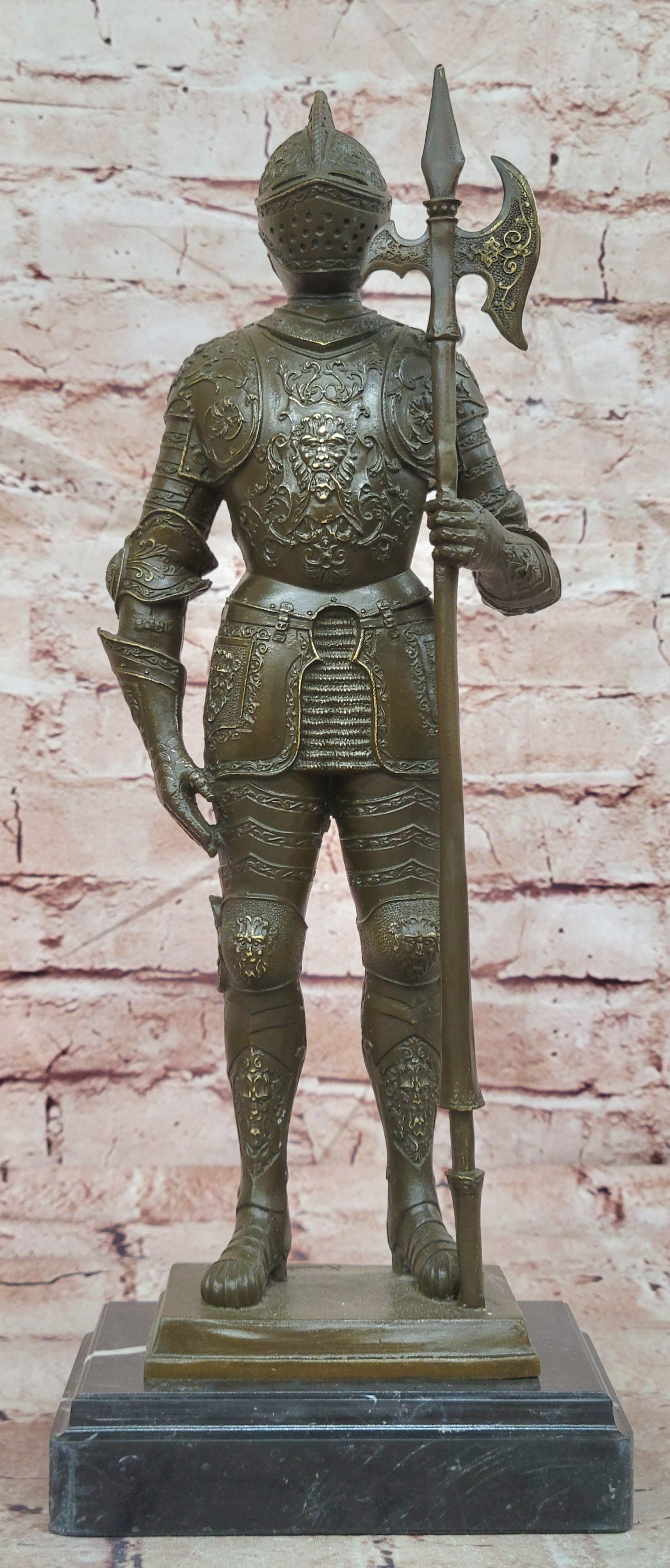 Kamiko Bronze Medieval Warrior Figurine Armored Knight Collectible Artwork