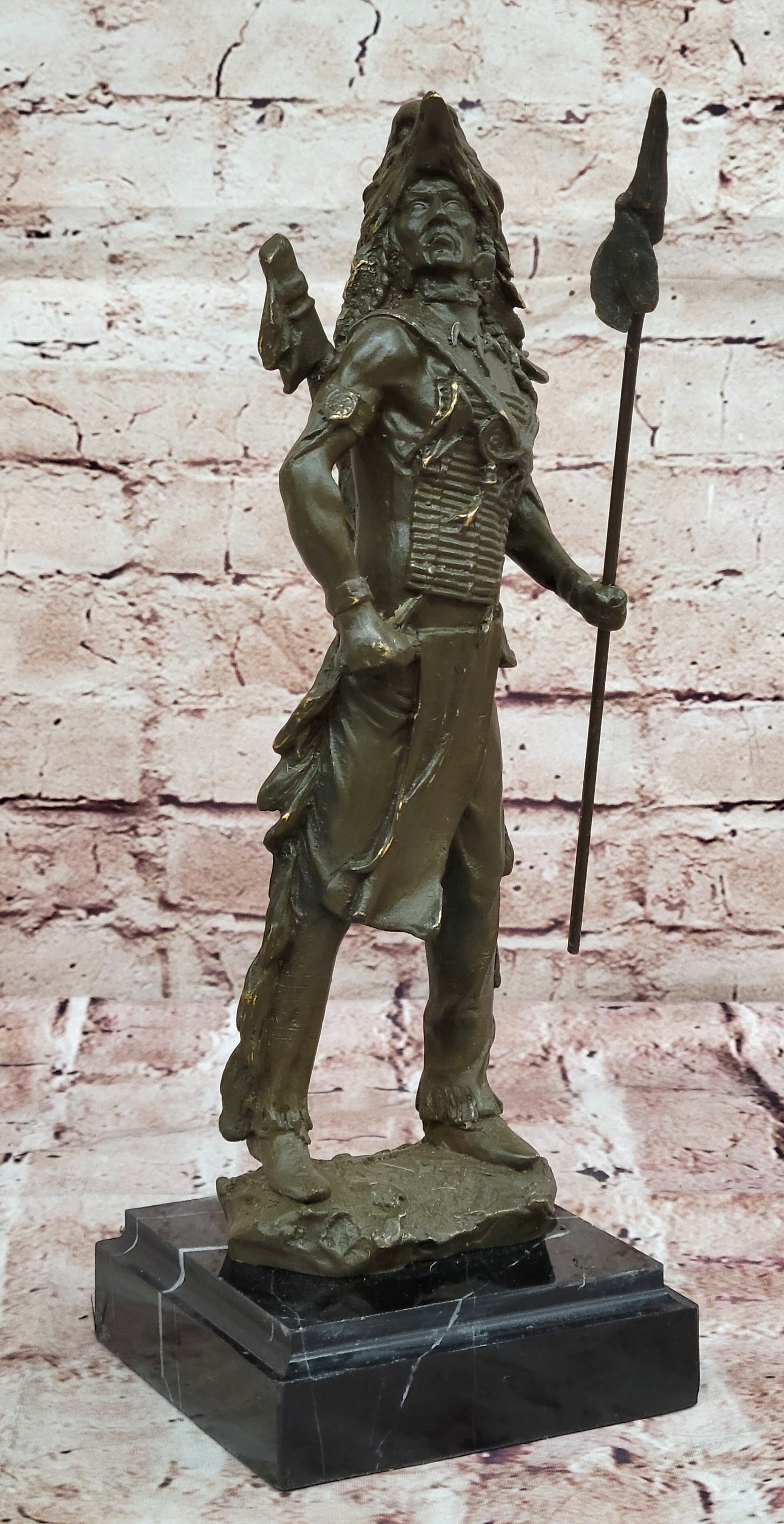 Bronze Sculpture Statue of Native American Warrior Chief by Russell Museum Quality Artwork