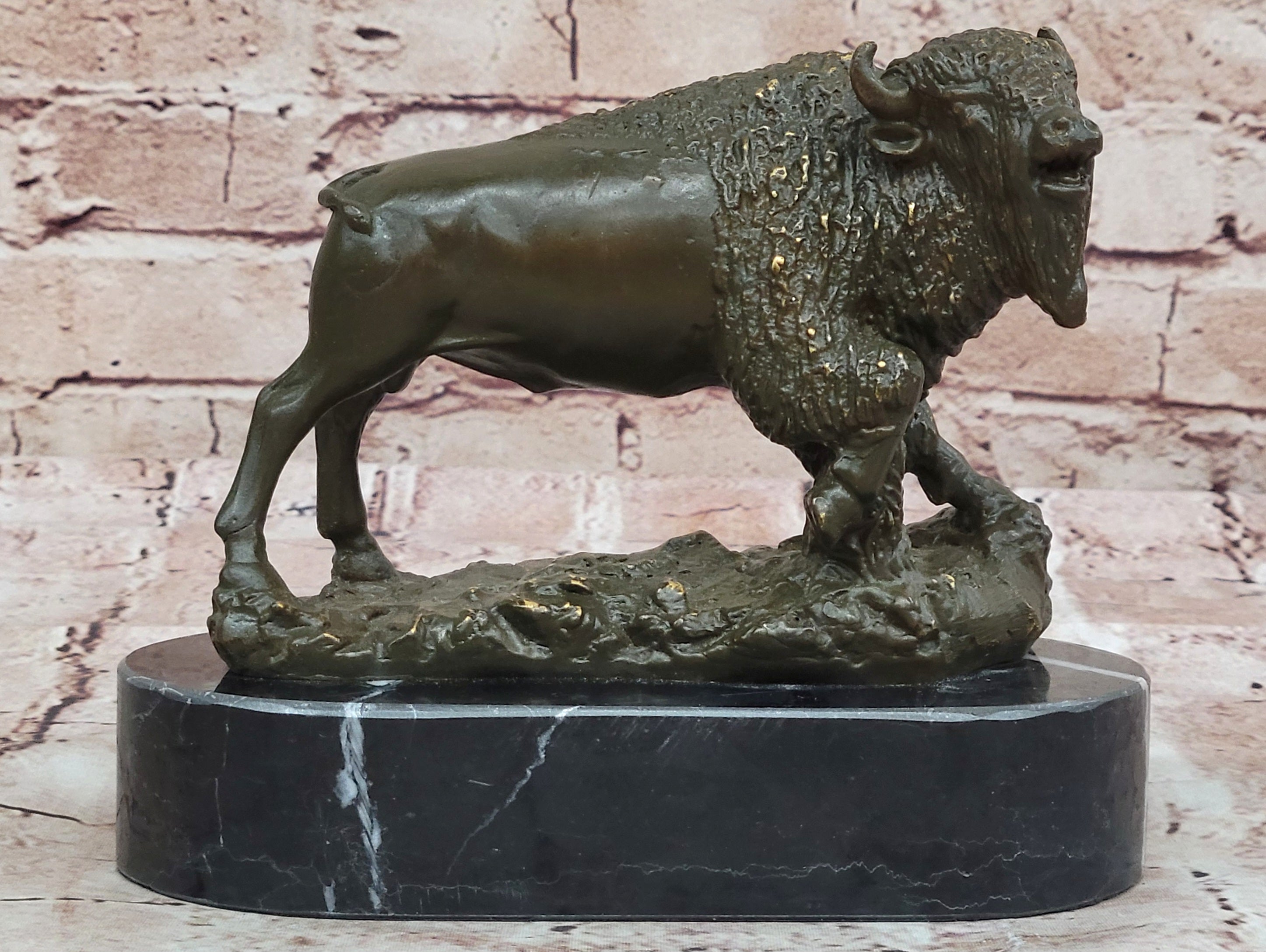 Western Bronze Sculpture Statue of Bison Buffalo by Carl Kauba Native American Art