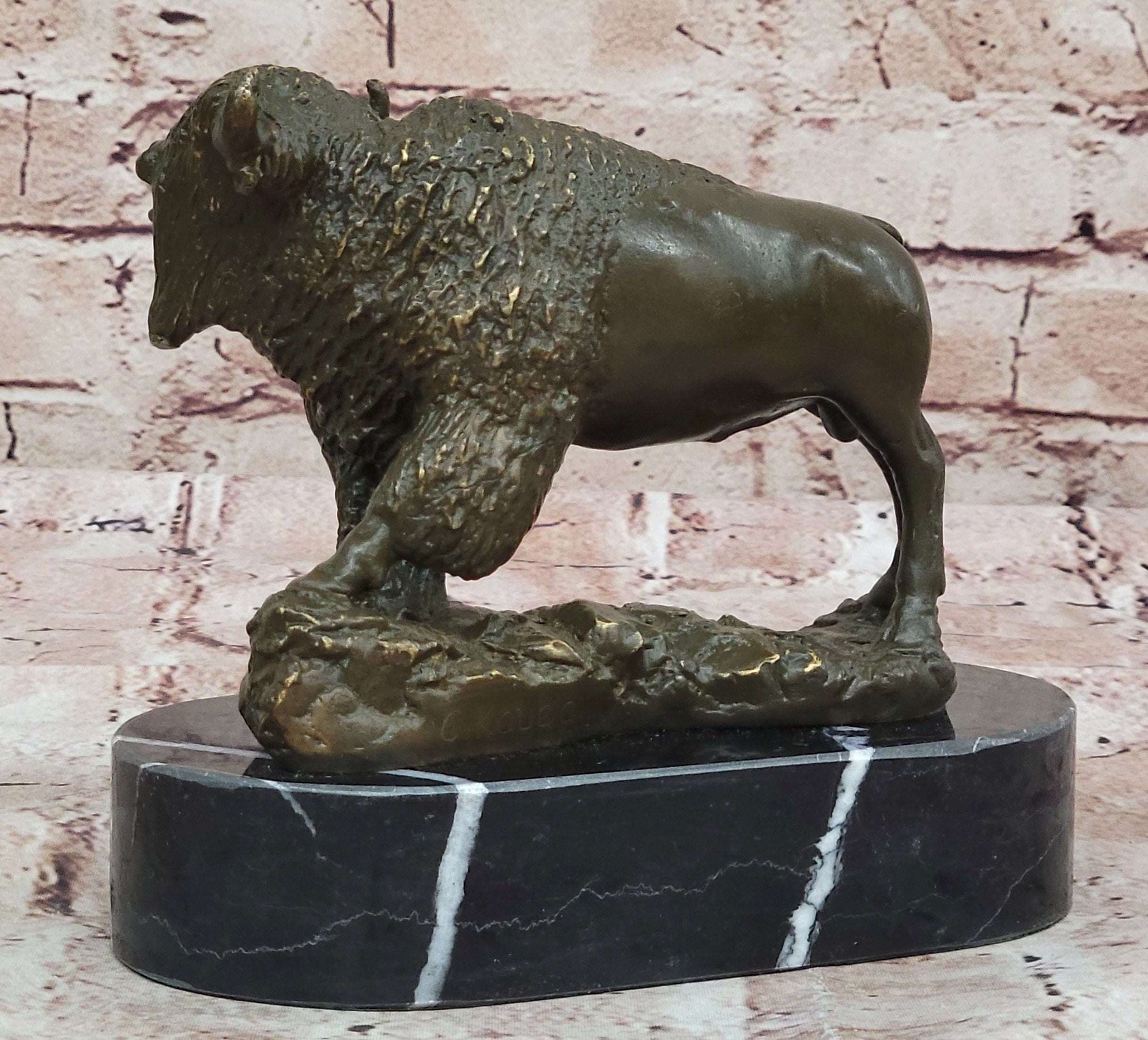 Western Bronze Sculpture Statue of Bison Buffalo by Carl Kauba Native American Art