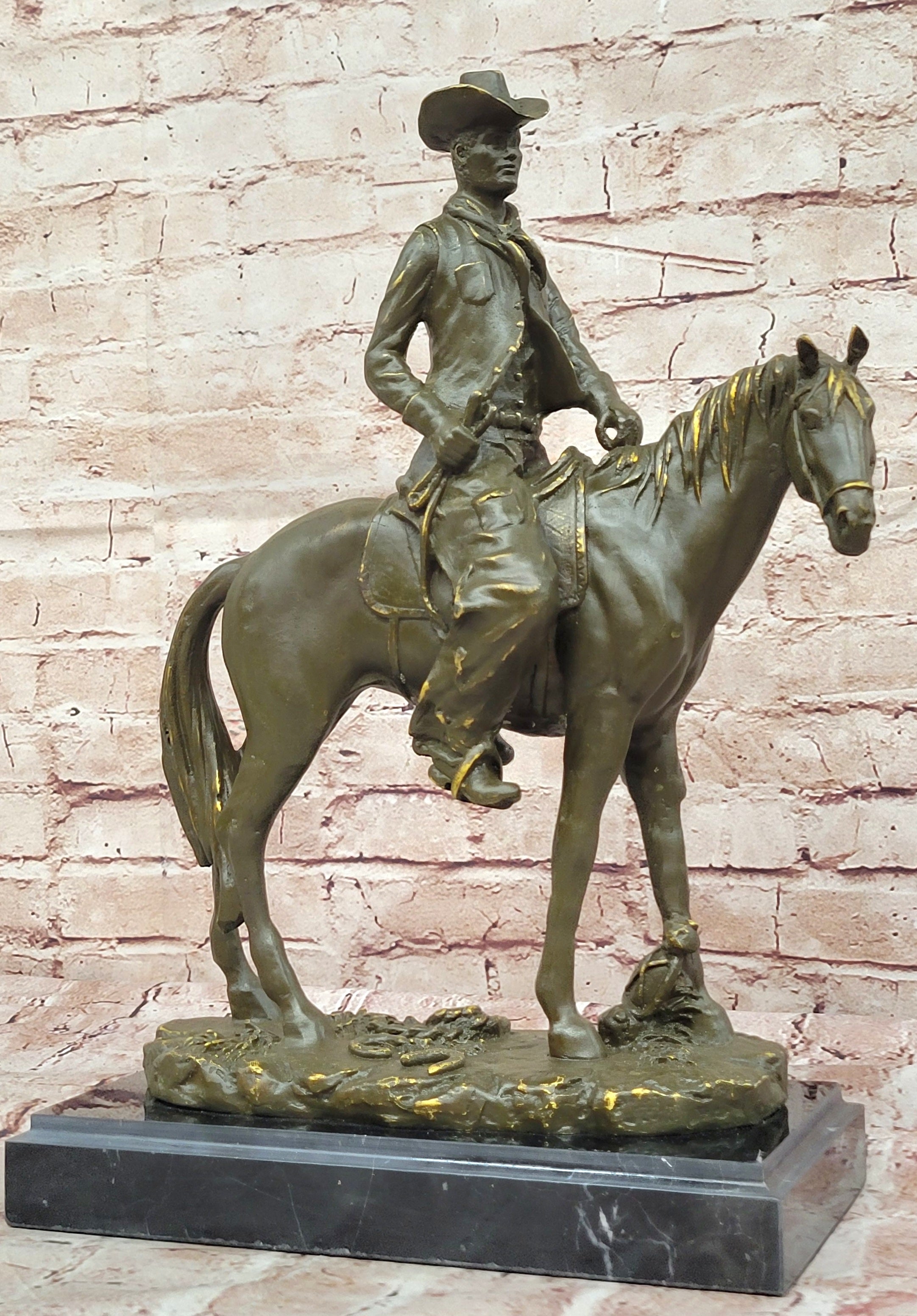 Frederic Remington Western Cowboy Horse Bronze Sculpture Classic Old West Artwork