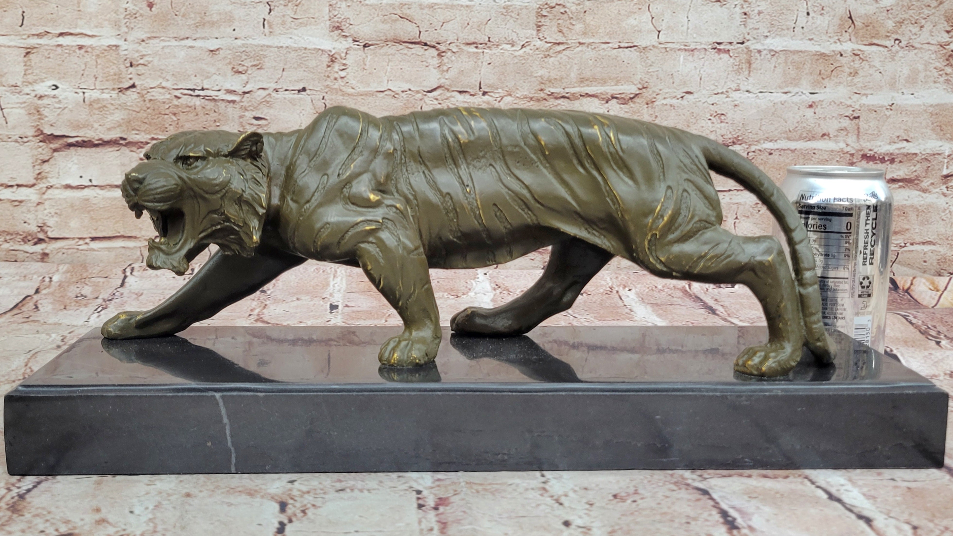 Bronze Animal Tiger Sculpture Wildlife Statue Big Cat Figurine Office Art Home Decoration
