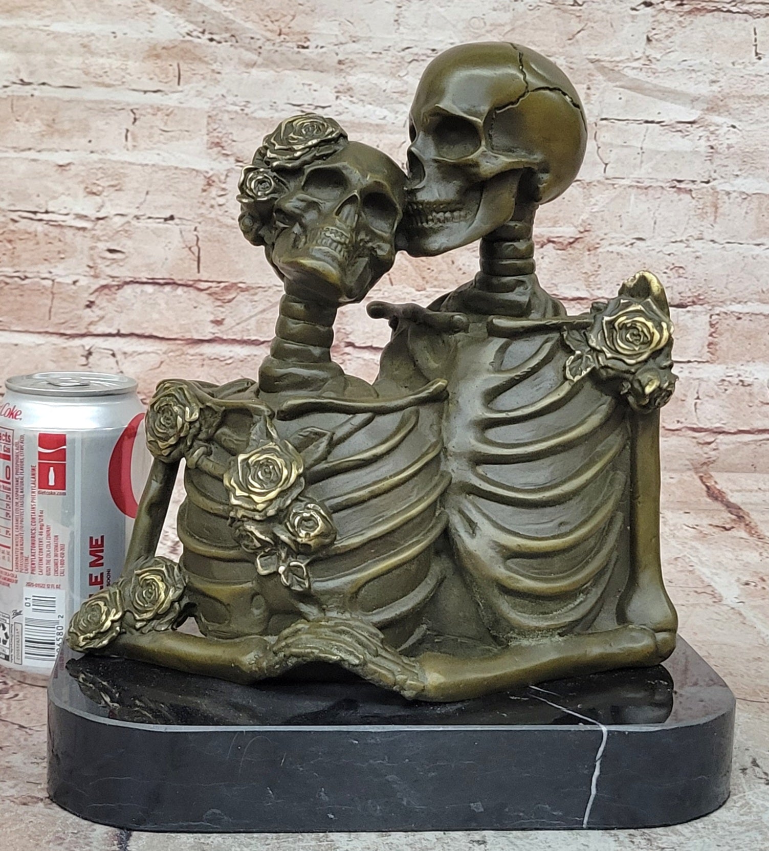 M Lopez Bronze Eternal Love Skeleton Sculpture Embracing Lovers Statue Art