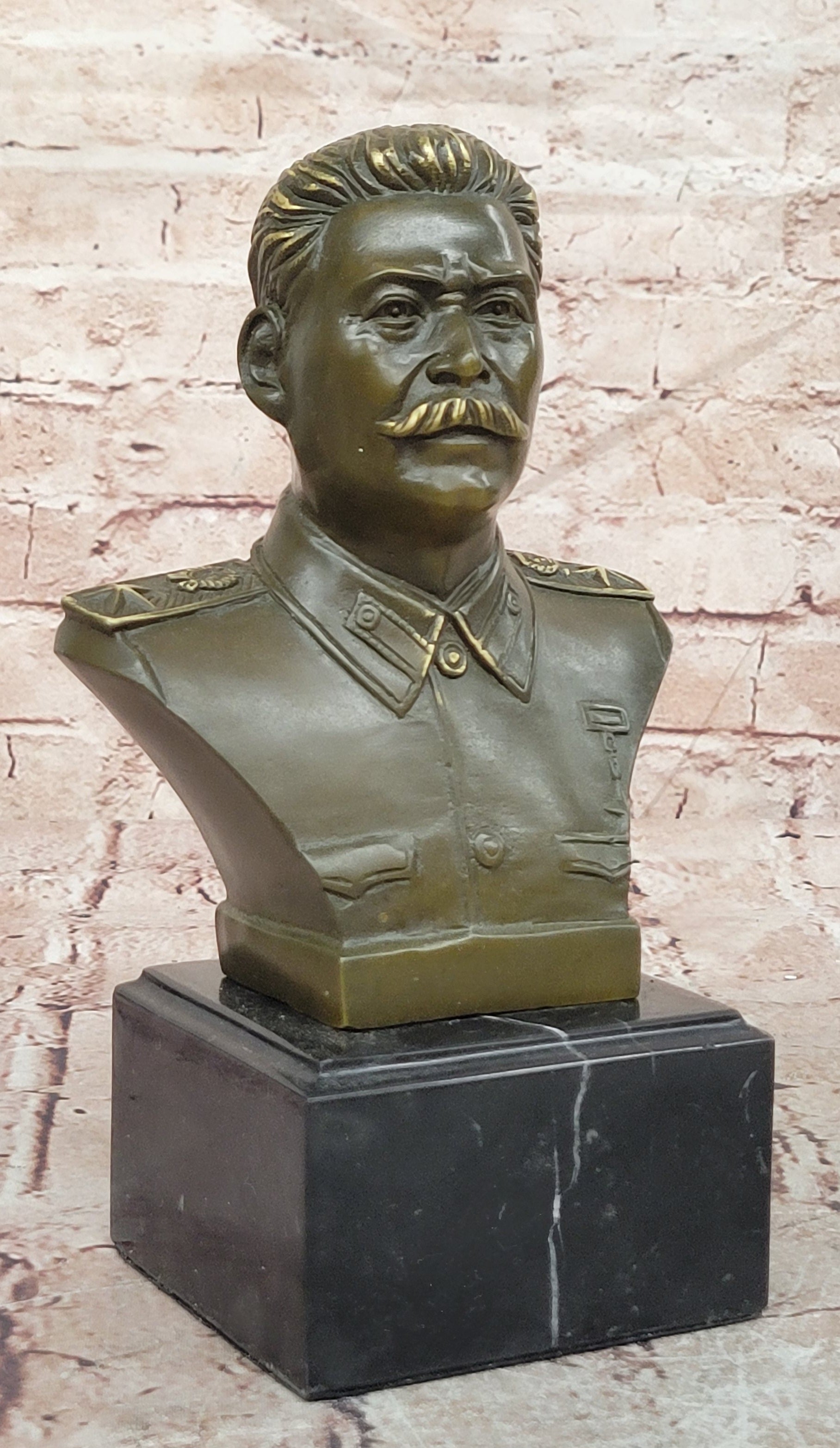 Fisher Bronze Soviet Leader Stalin Bust Figurine Historical Artwork Statue