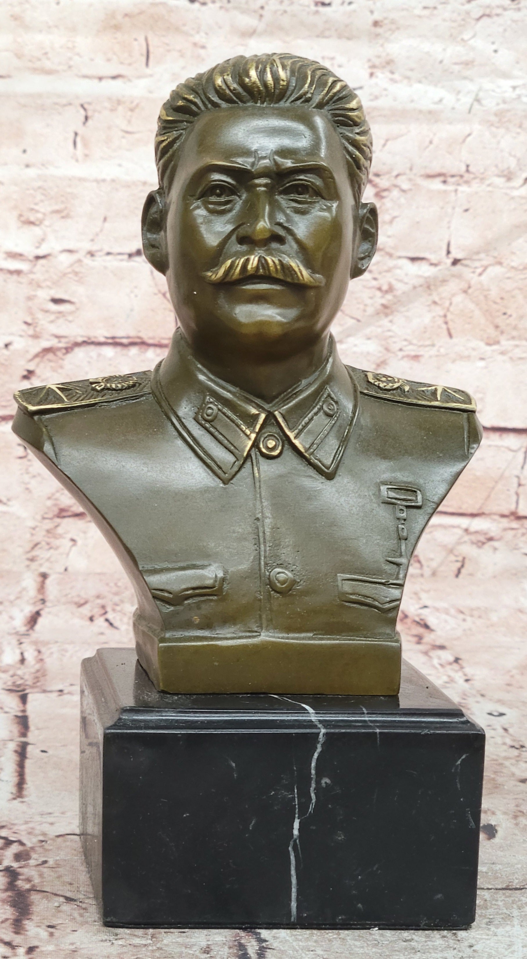 Fisher Bronze Soviet Leader Stalin Bust Figurine Historical Artwork Statue