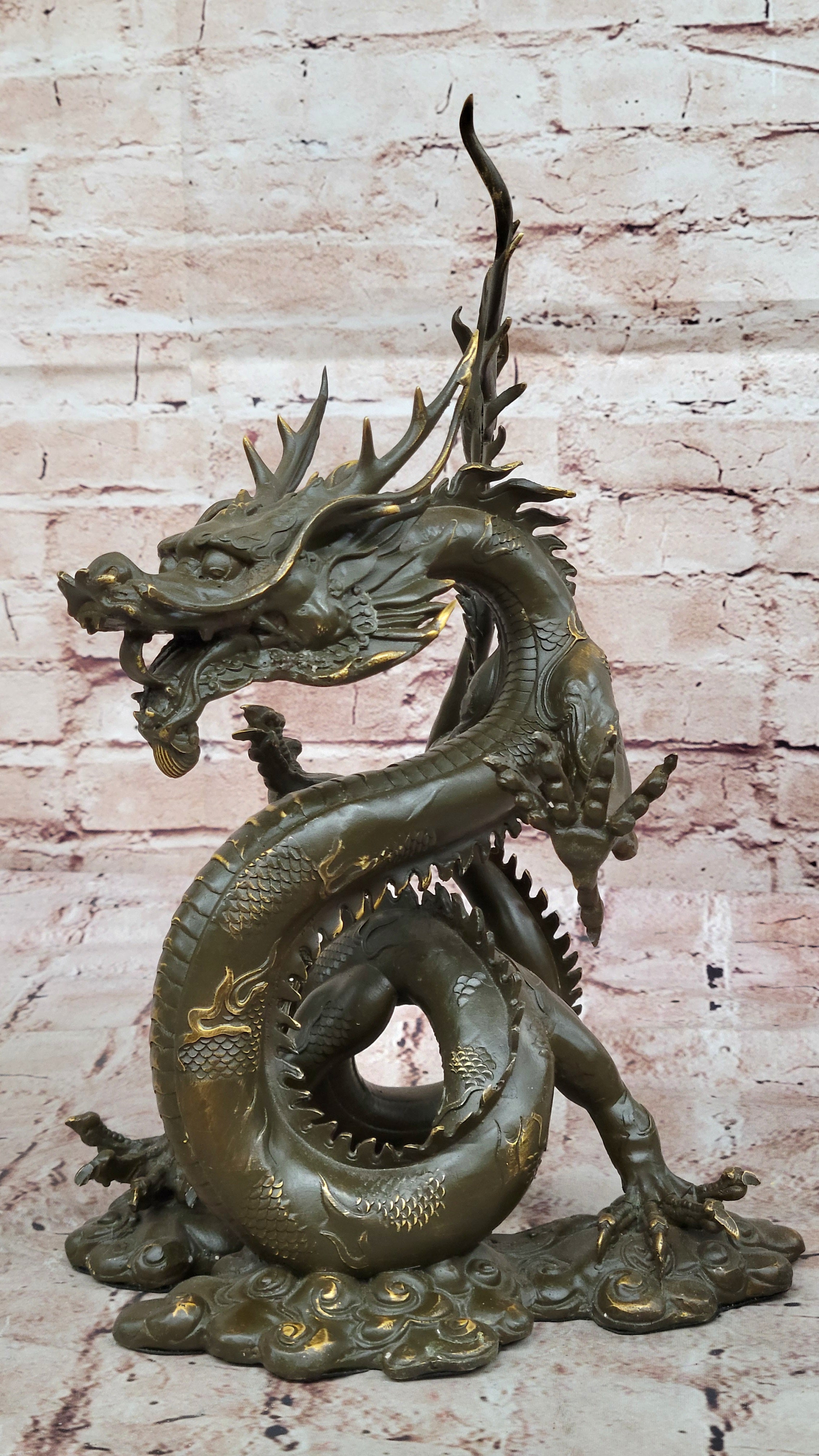 Milo Bronze Sculpture Statue of Vintage Dragon Collector Mythical Figurine