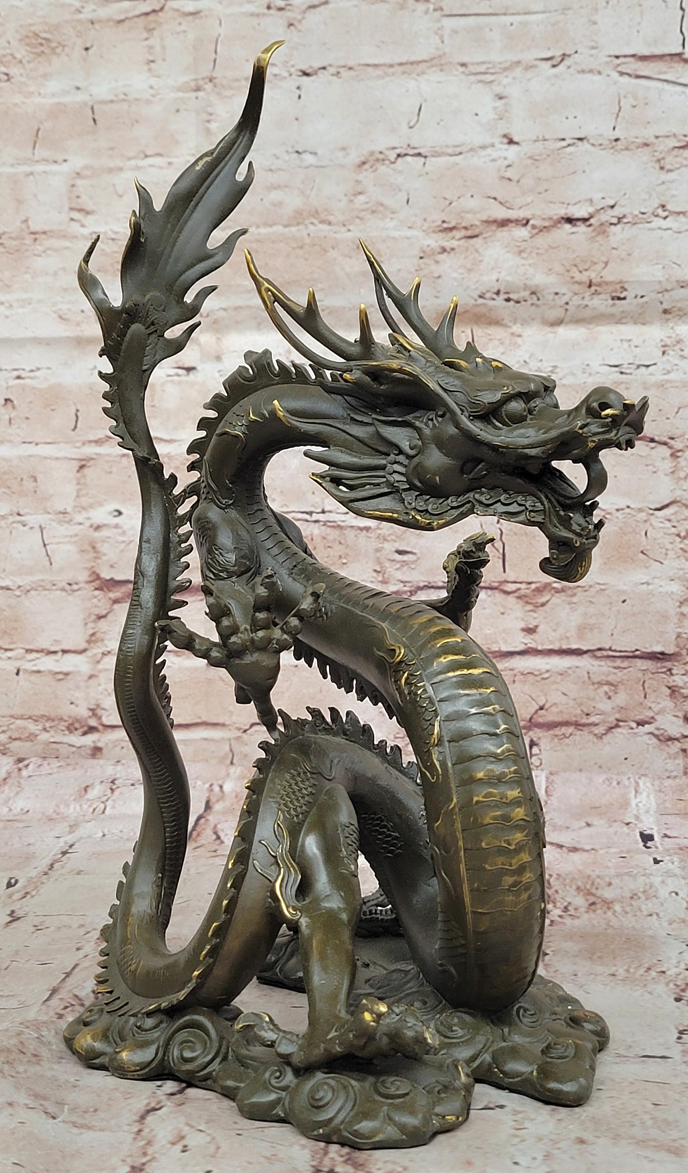 Milo Bronze Sculpture Statue of Vintage Dragon Collector Mythical Figurine