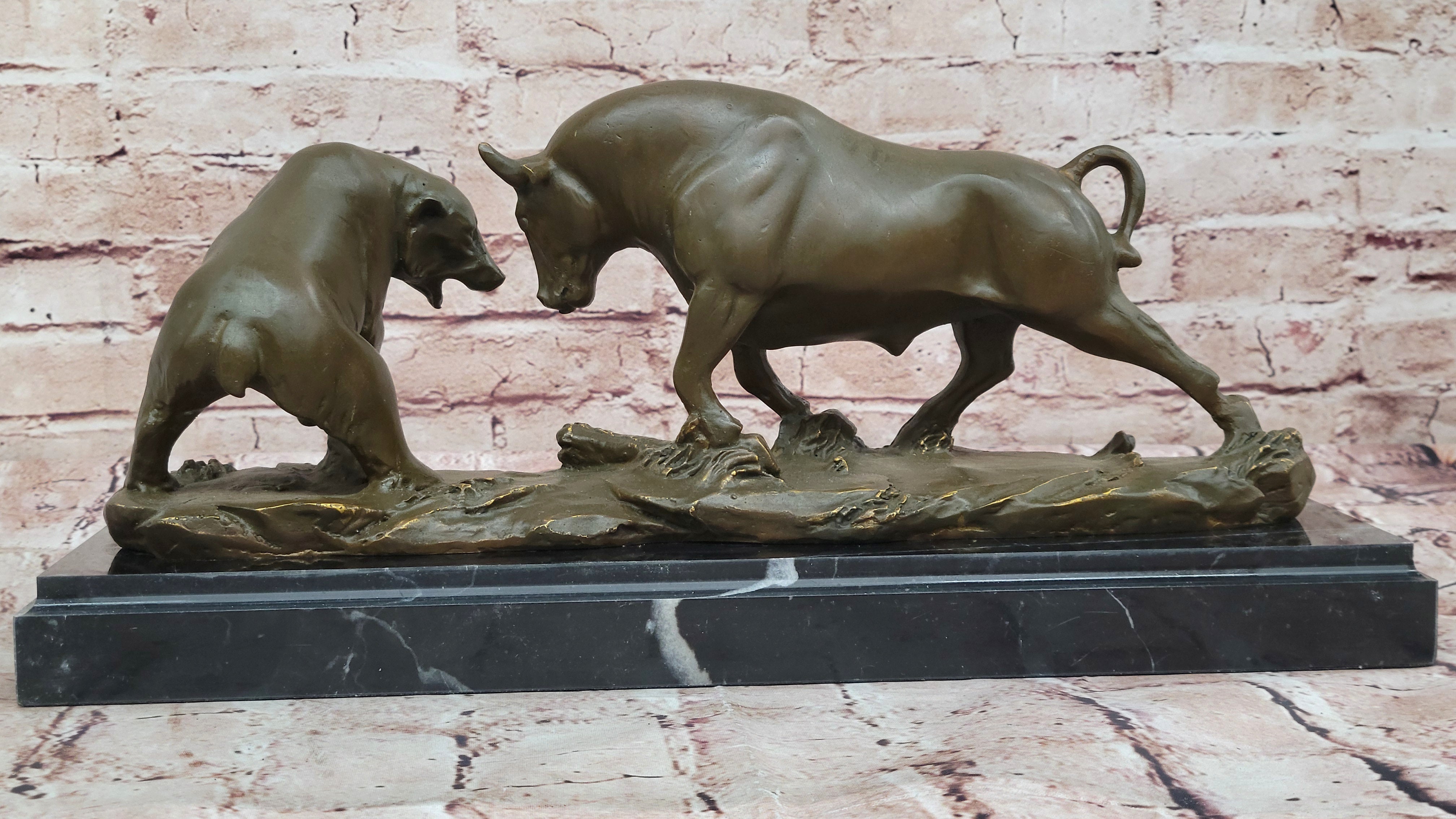 Wall Street Bull and Bear Bronze Sculpture – Limited Edition Signed Milo Artwork Art