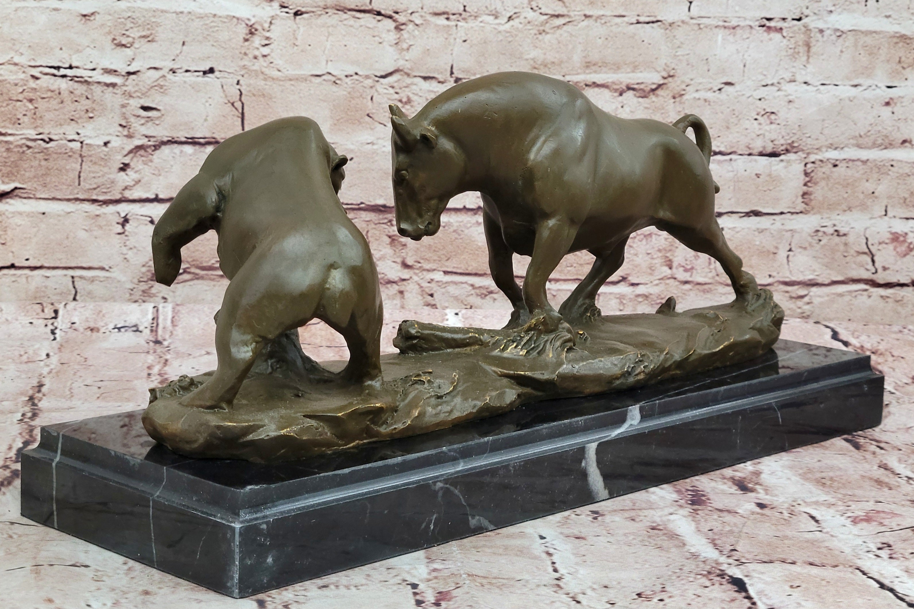 Wall Street Bull and Bear Bronze Sculpture – Limited Edition Signed Milo Artwork Art