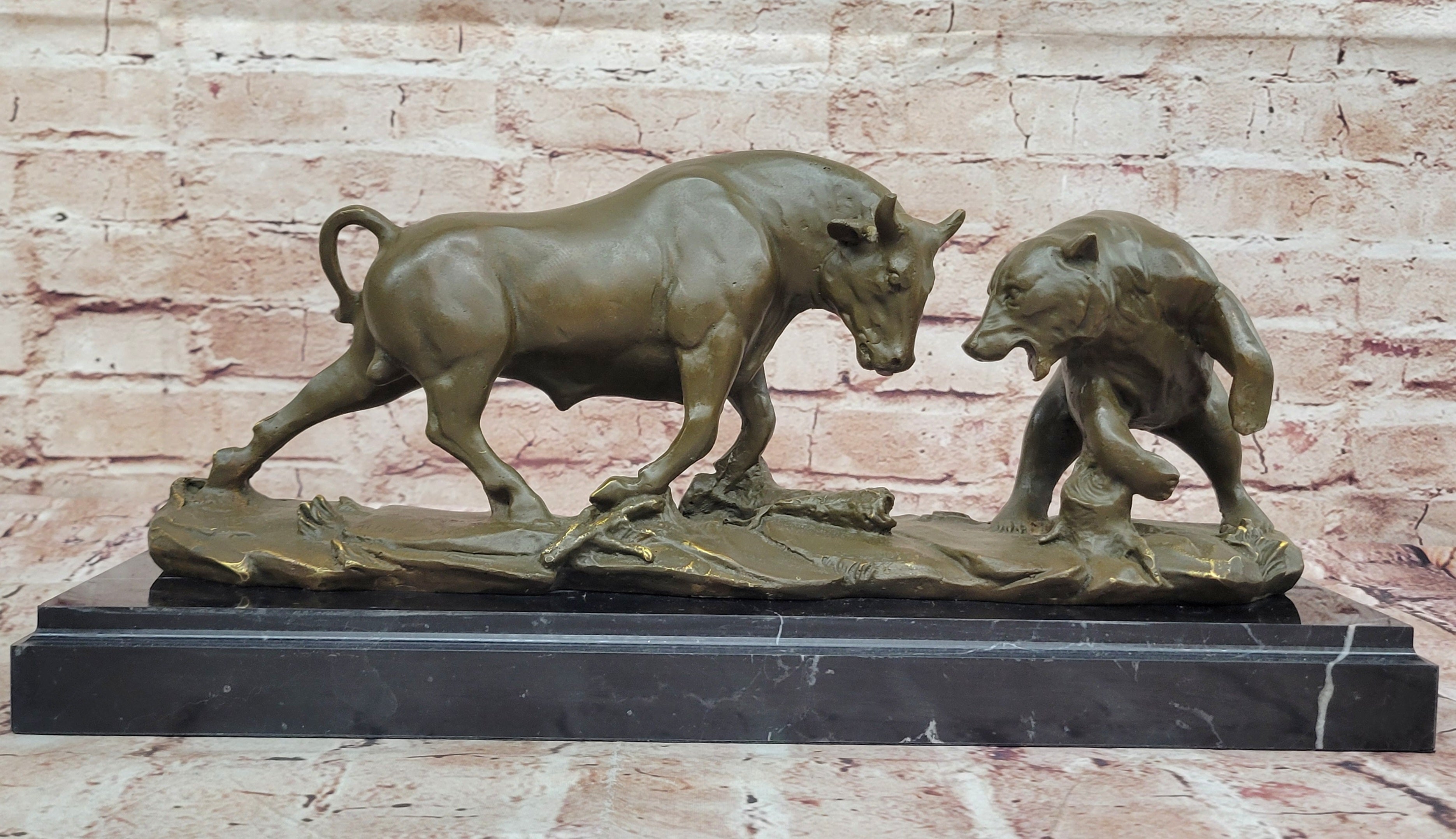 Wall Street Bull and Bear Bronze Sculpture – Limited Edition Signed Milo Artwork Art