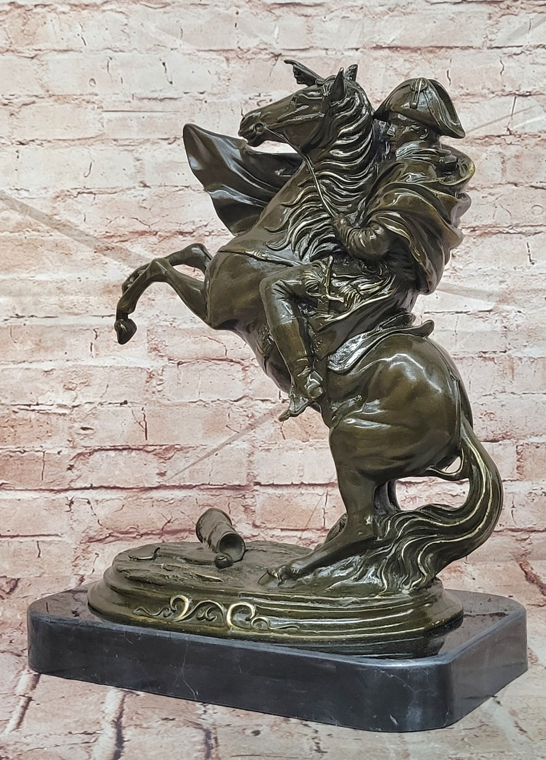 Bronze Napoleon on Horseback Sculpture Signed Claude French Emperor Statue Decor