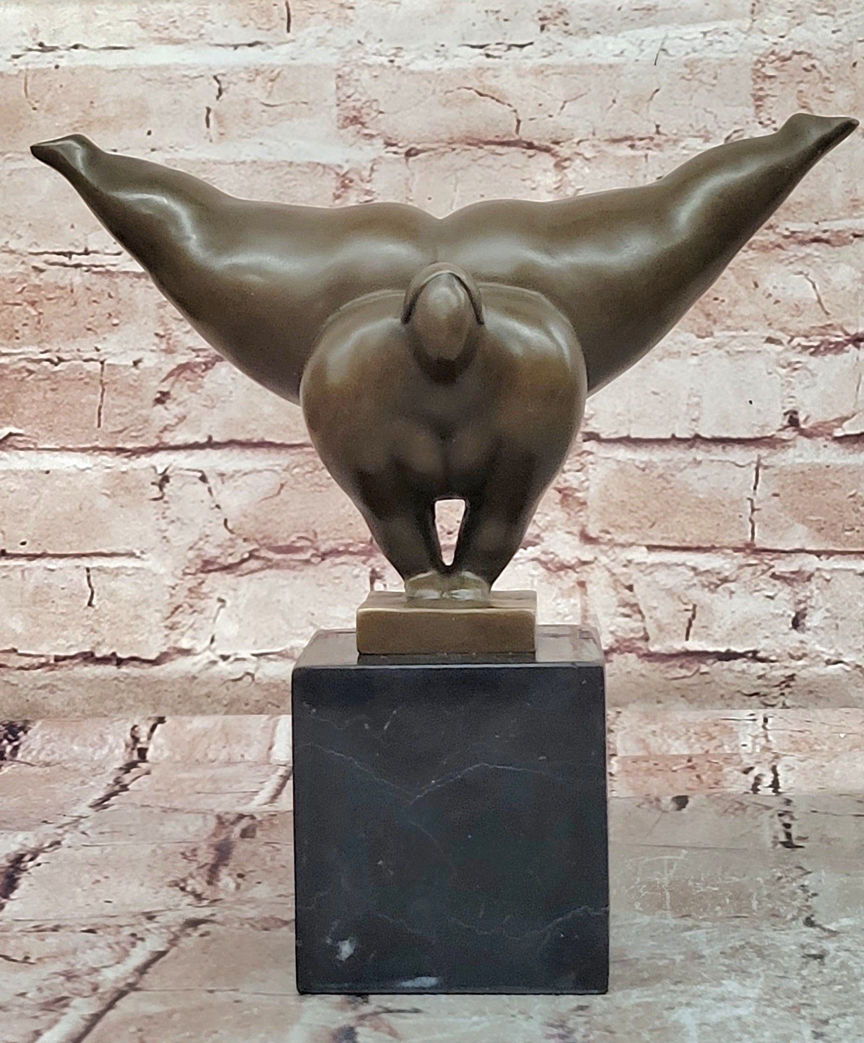 Bronze Human Action Sculpture by Milo Jumping Form Fine Art Marble Base Statue