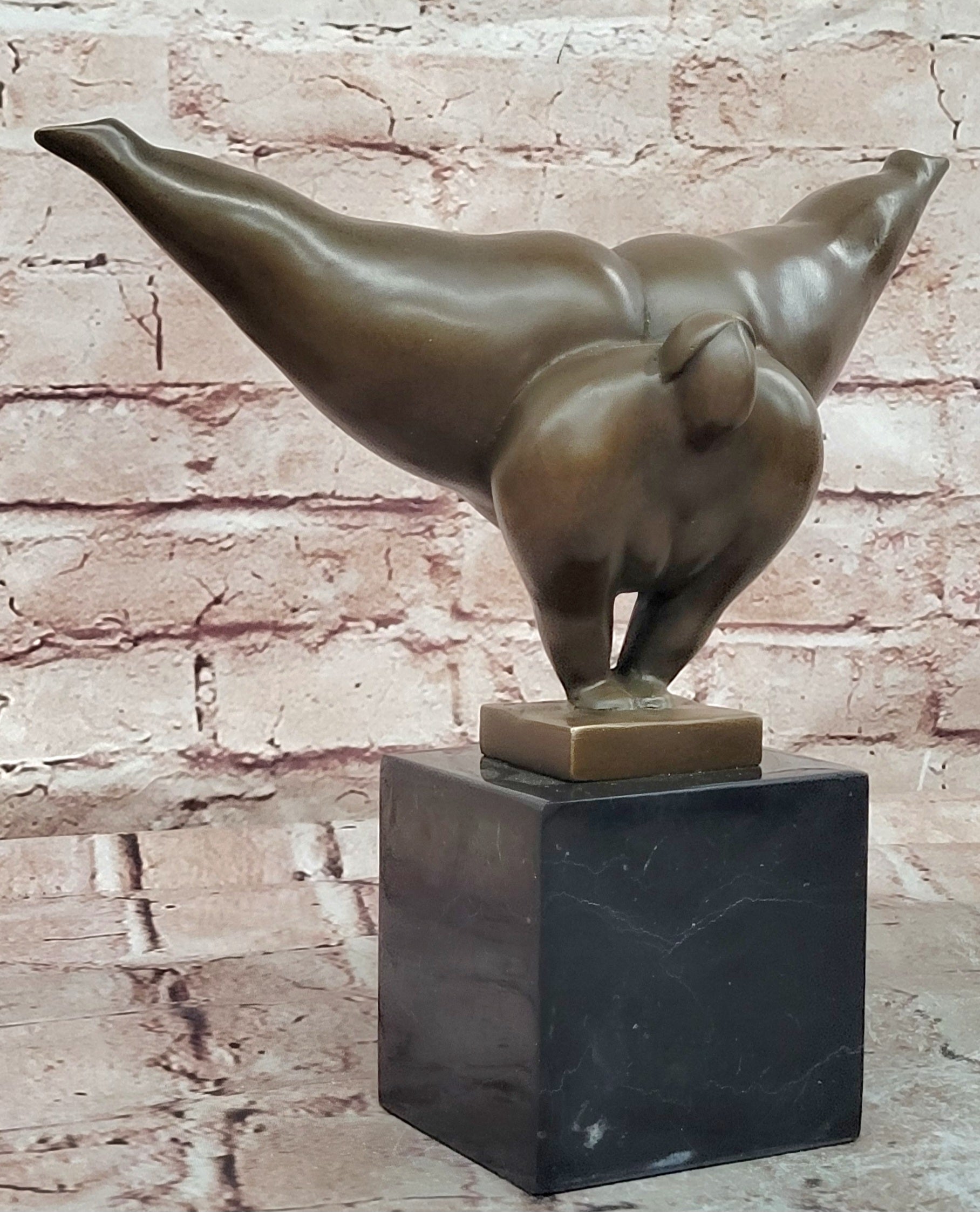 Bronze Human Action Sculpture by Milo Jumping Form Fine Art Marble Base Statue