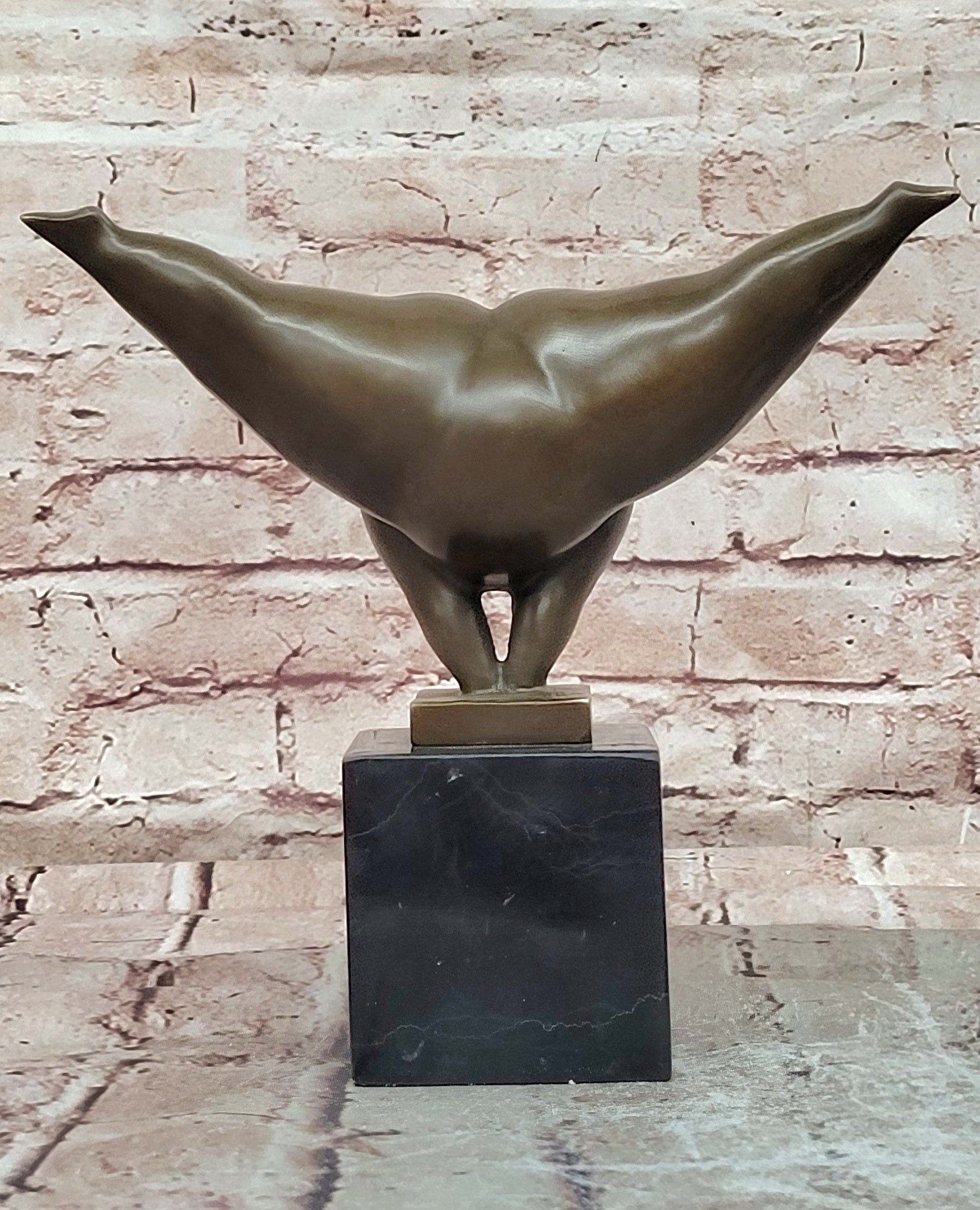 Bronze Human Action Sculpture by Milo Jumping Form Fine Art Marble Base Statue