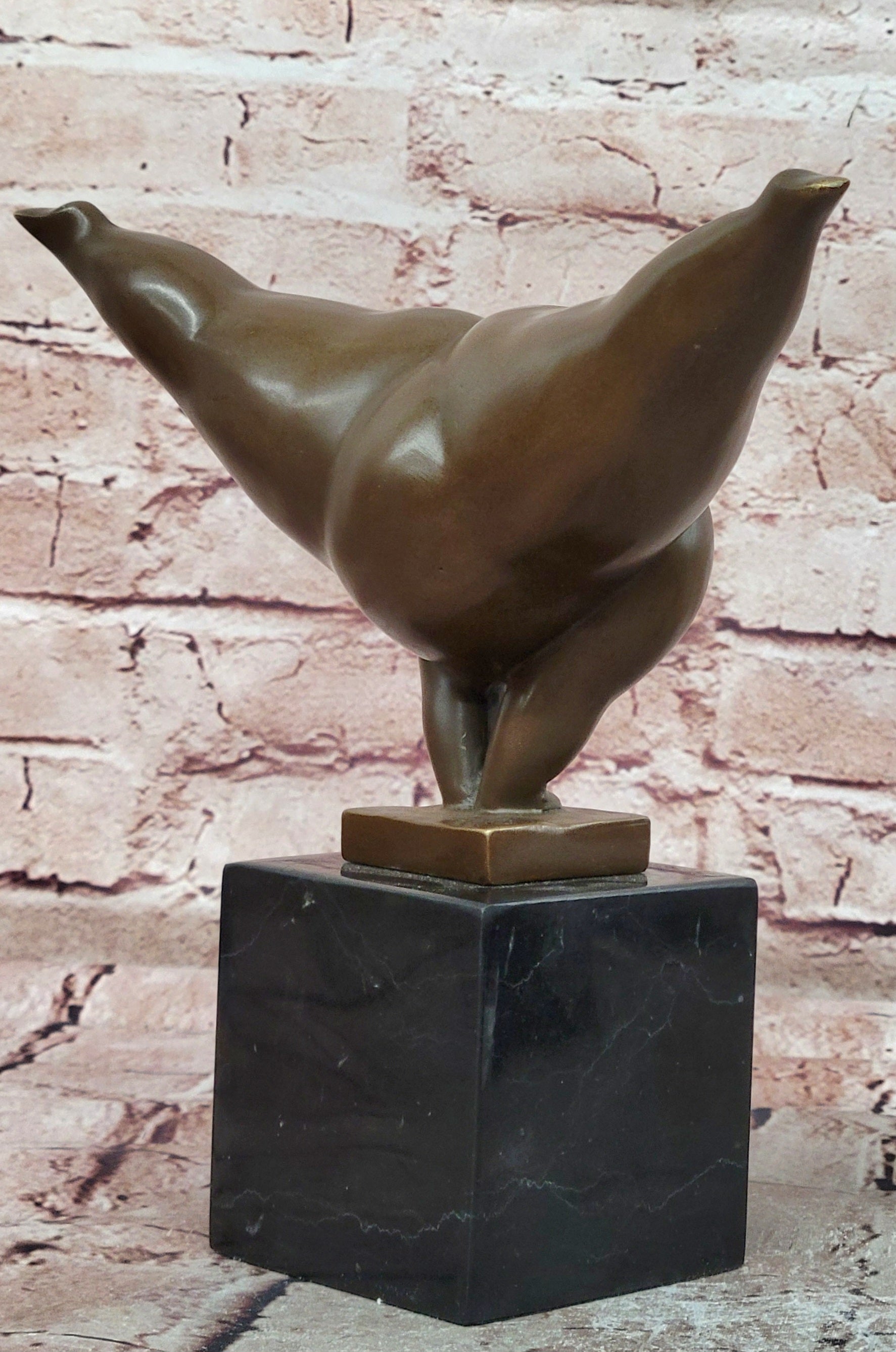 Bronze Human Action Sculpture by Milo Jumping Form Fine Art Marble Base Statue