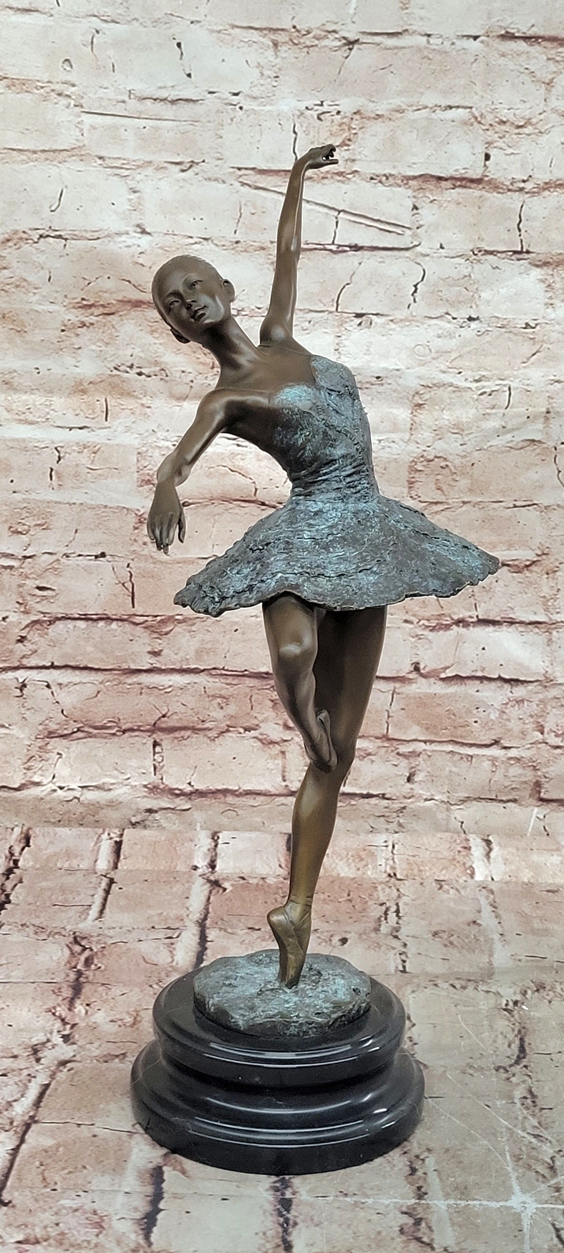 Signed Milo Bronze Ballerina Figurine Art Deco Young Girl Sculpture