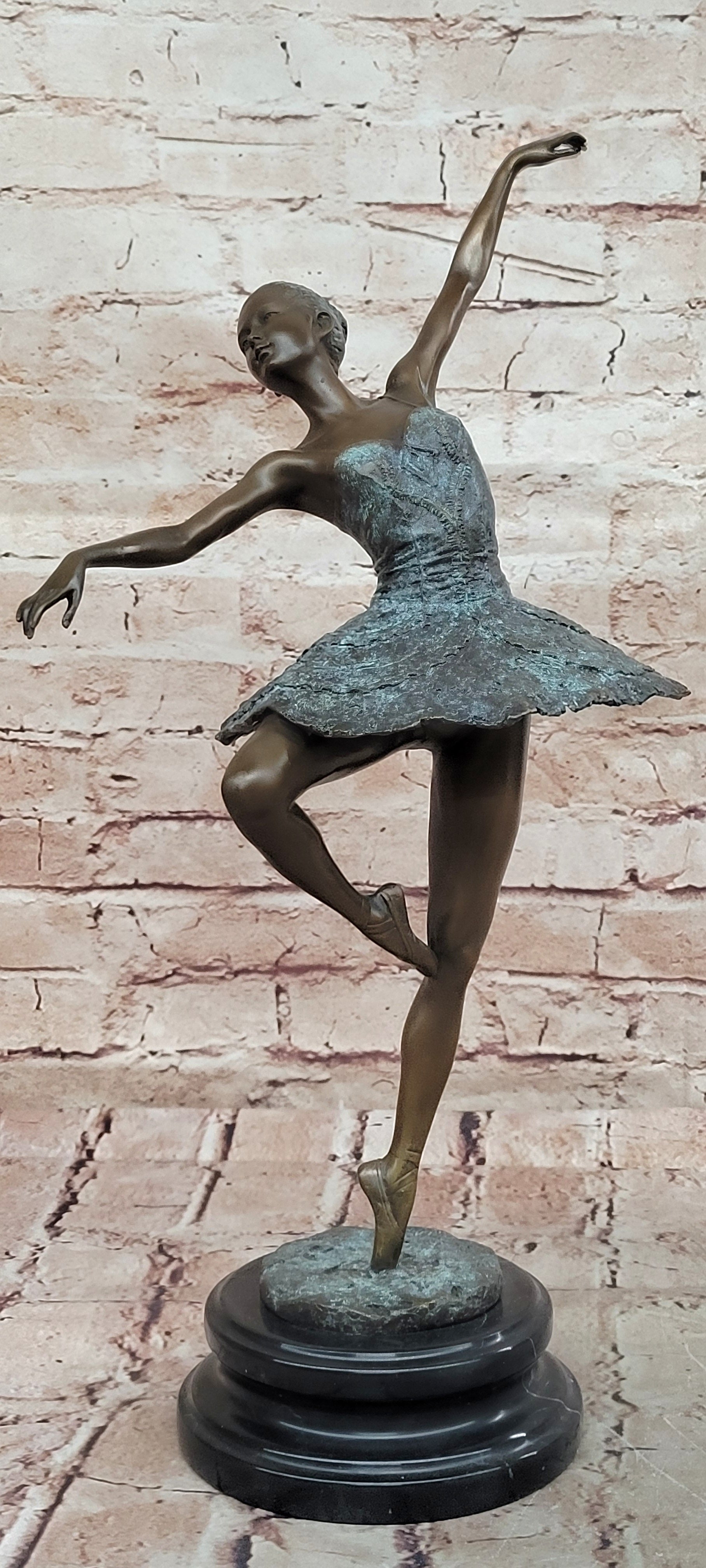 Signed Milo Bronze Ballerina Figurine Art Deco Young Girl Sculpture